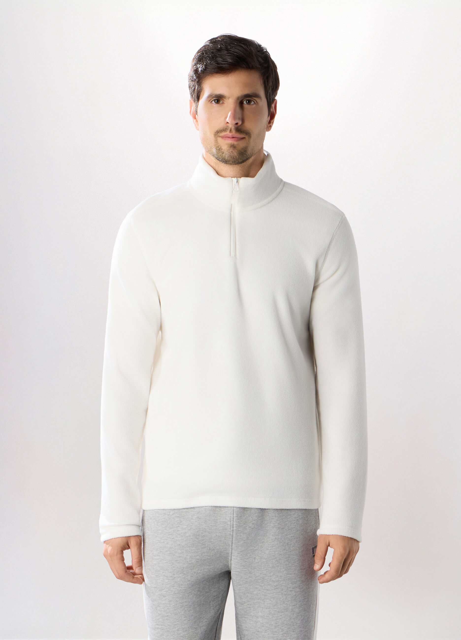 Lupetto con zip in pile uomo_0