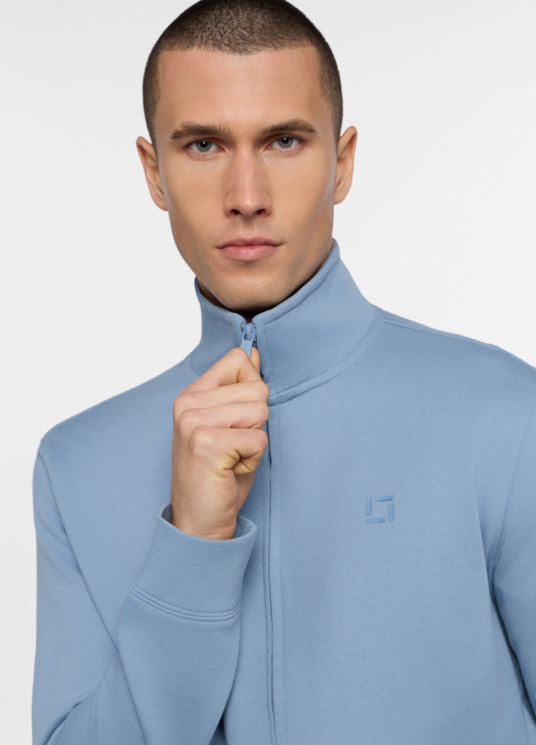 Felpa con zip in cotone uomo_2