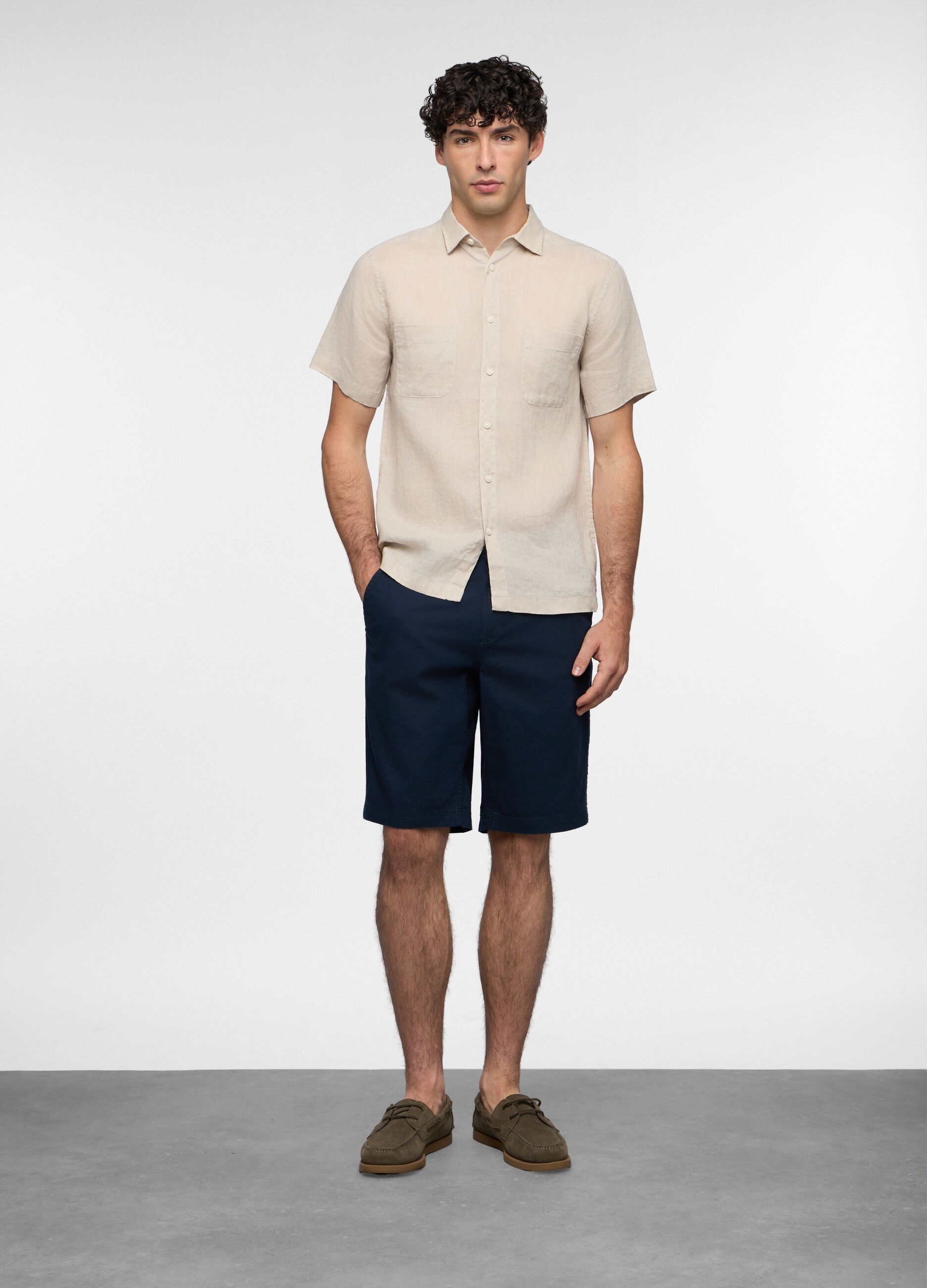 Bermuda in lino e cotone uomo_0
