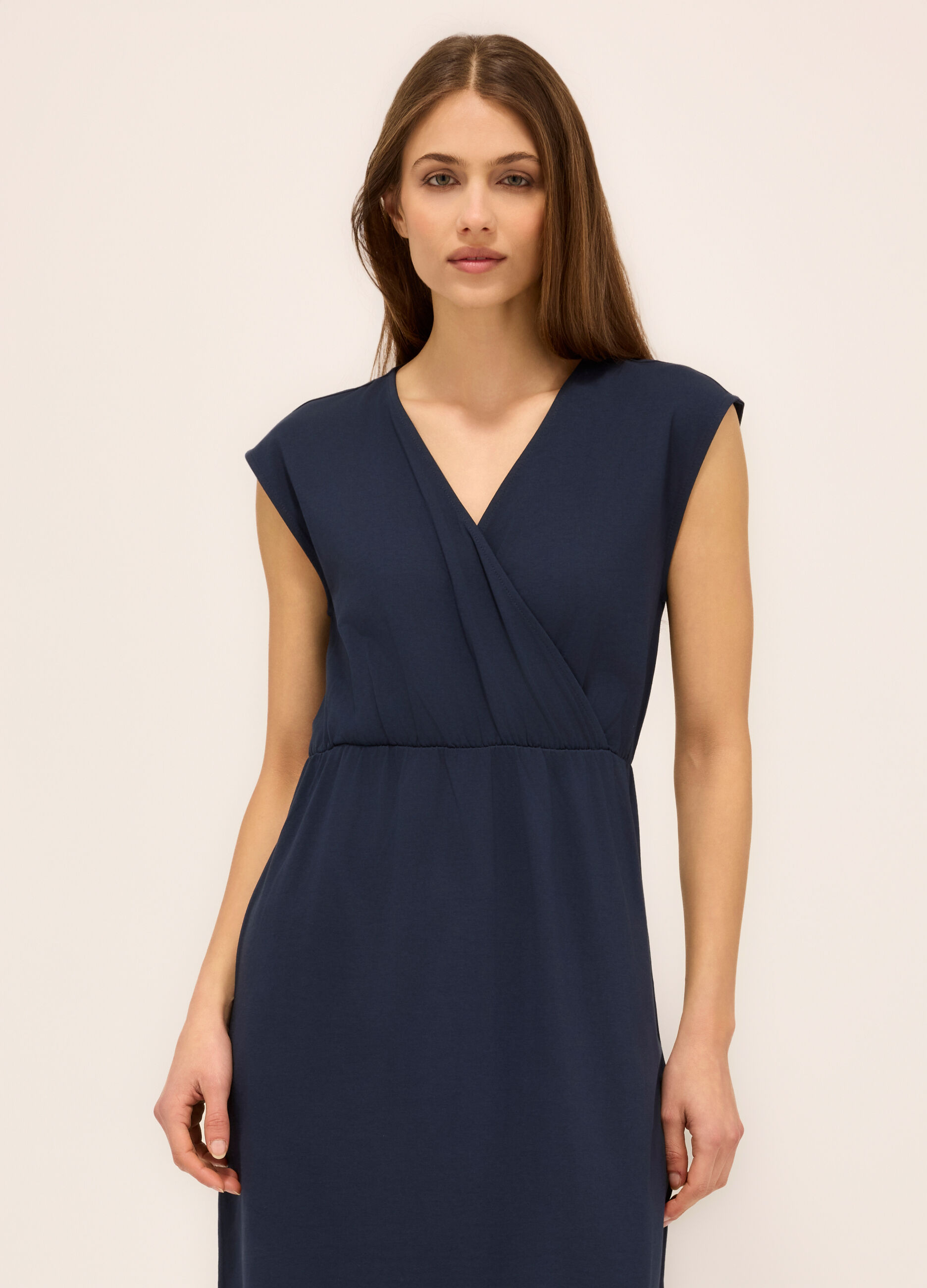 Abito smanicato in jersey di cotone stretch donna_2