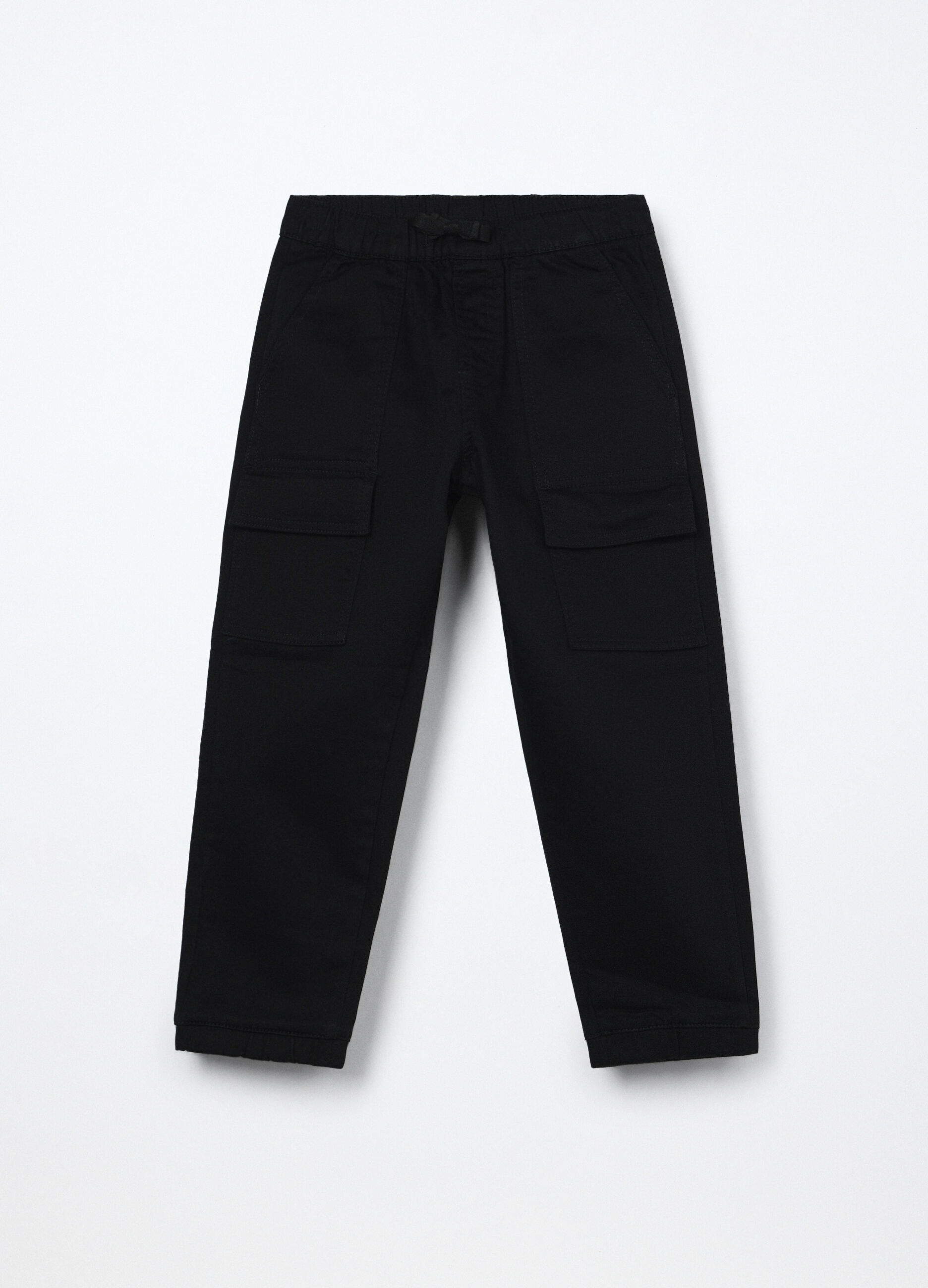 Jogger cargo in french terry denim bambino_0
