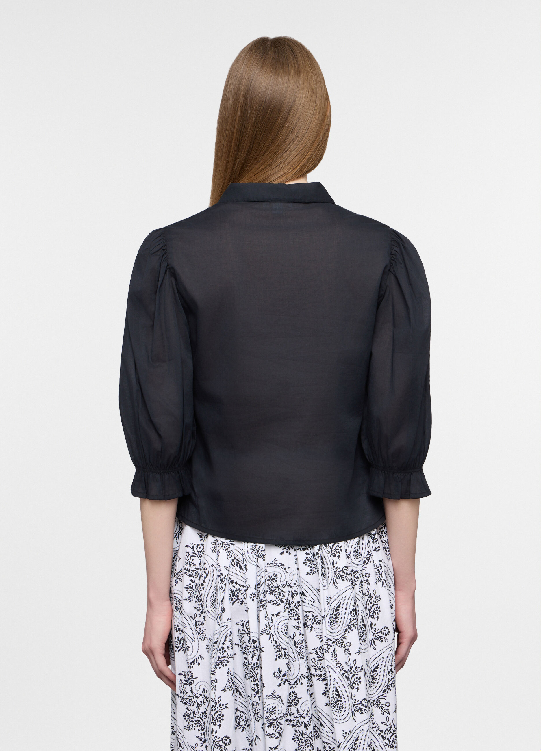 Camicia fit regular con collo classico in cotone voile donna_1