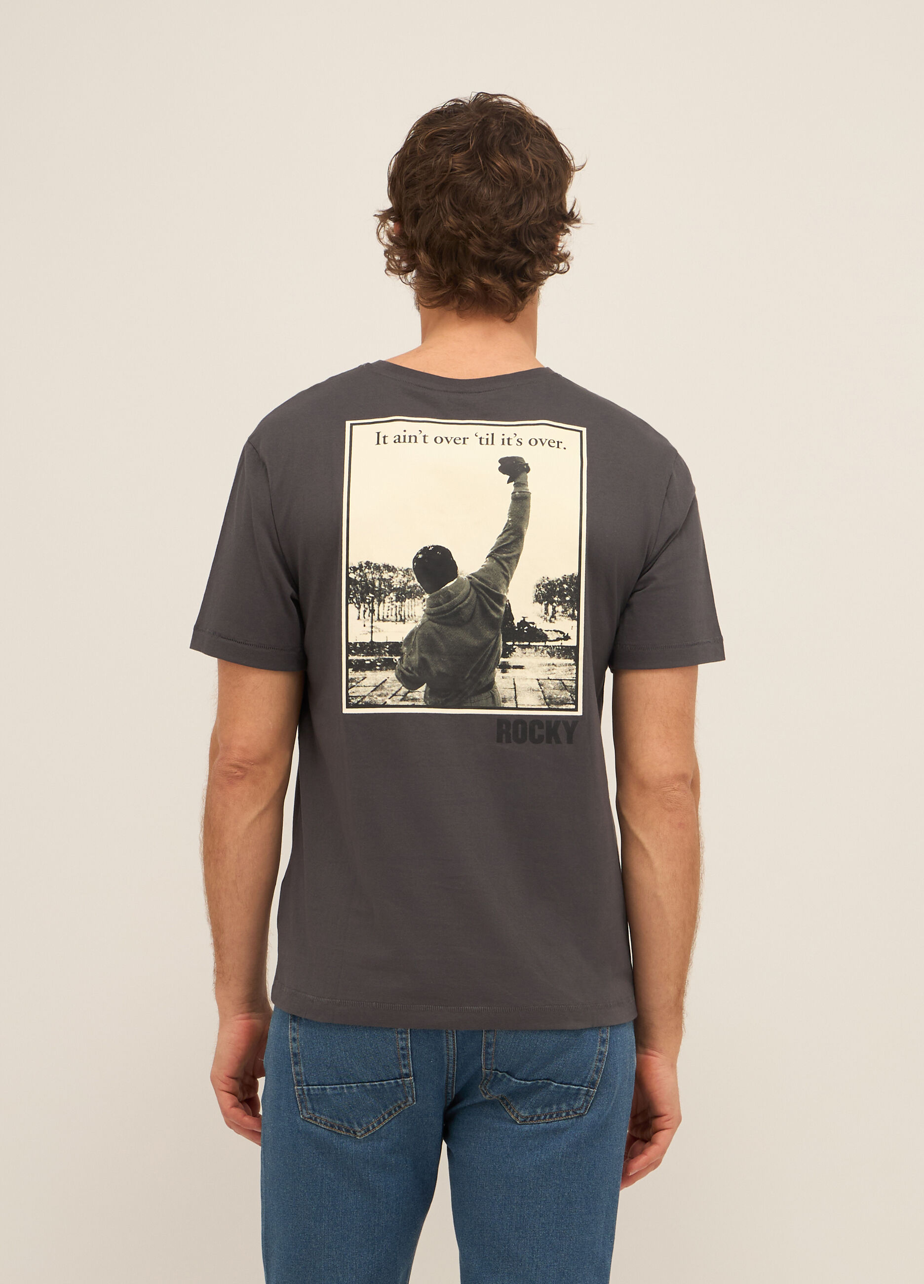 T-shirt girocollo in puro cotone con stampa uomo_1