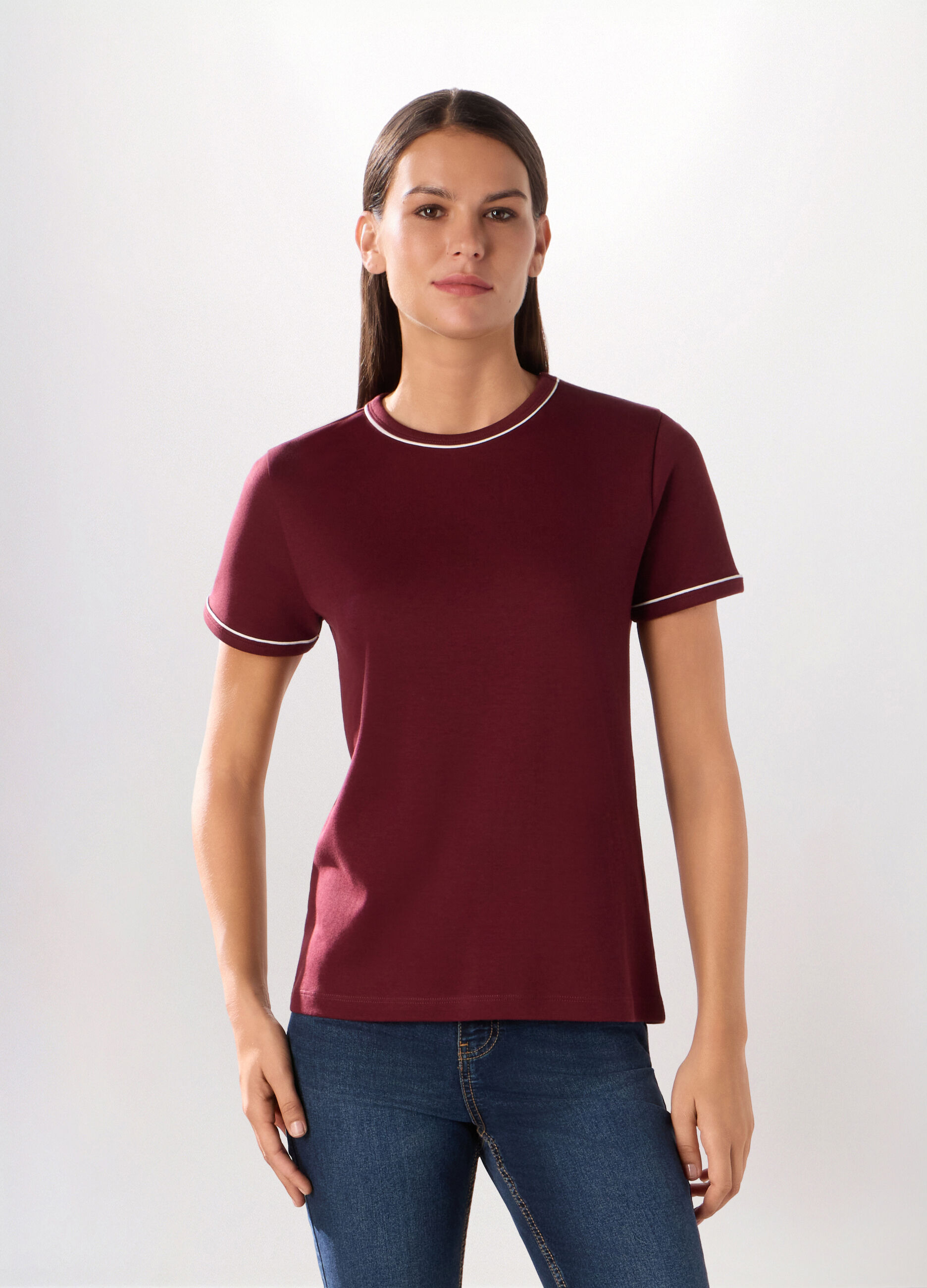 T-shirt in interlock di puro cotone donna_0