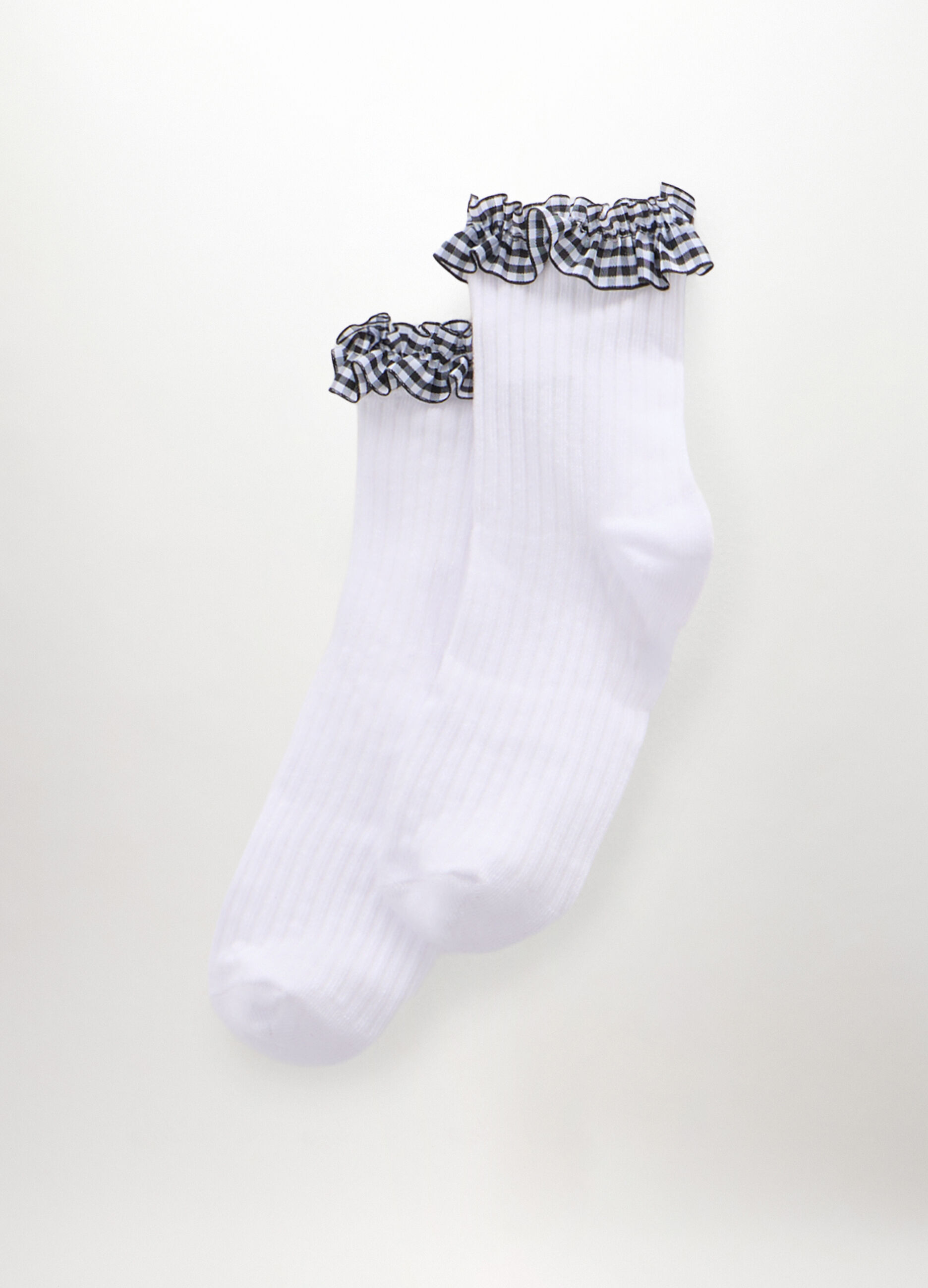 Calze corte misto cotone con rouches donna_0