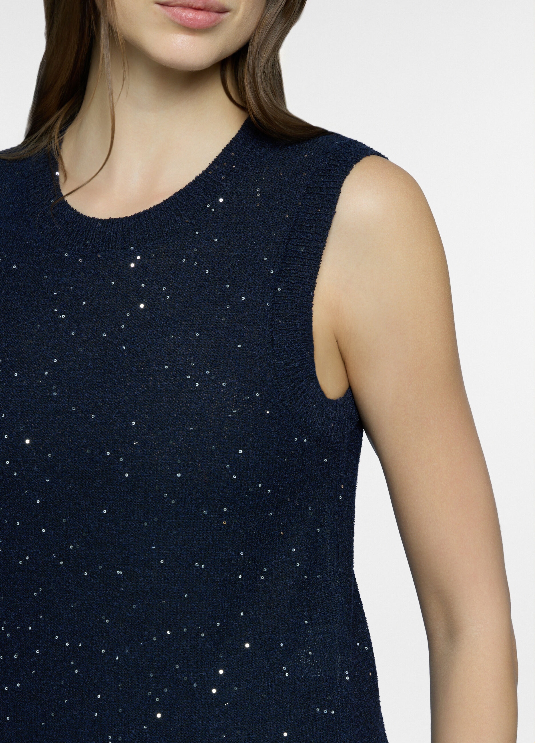 Top girocollo in maglia rasata donna_2