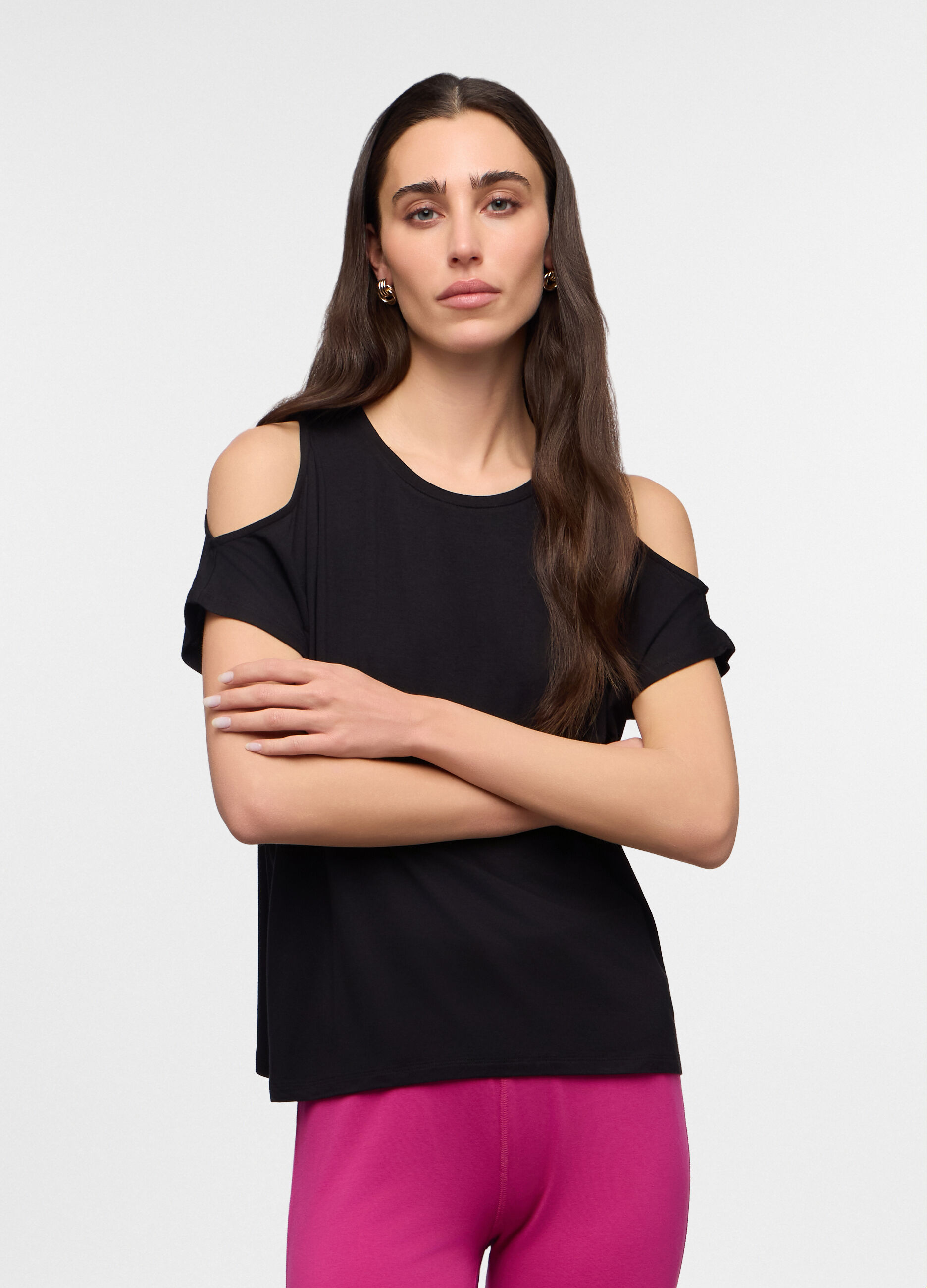 T-shirt girocollo stretch donna_0
