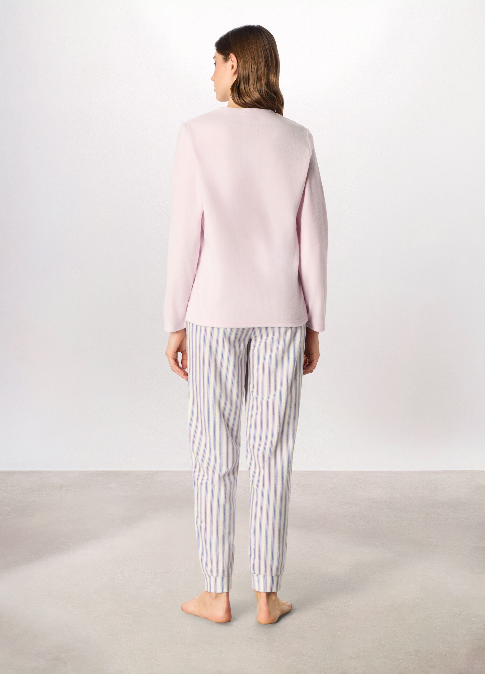 Set pigiama lungo in micro pile donna_1