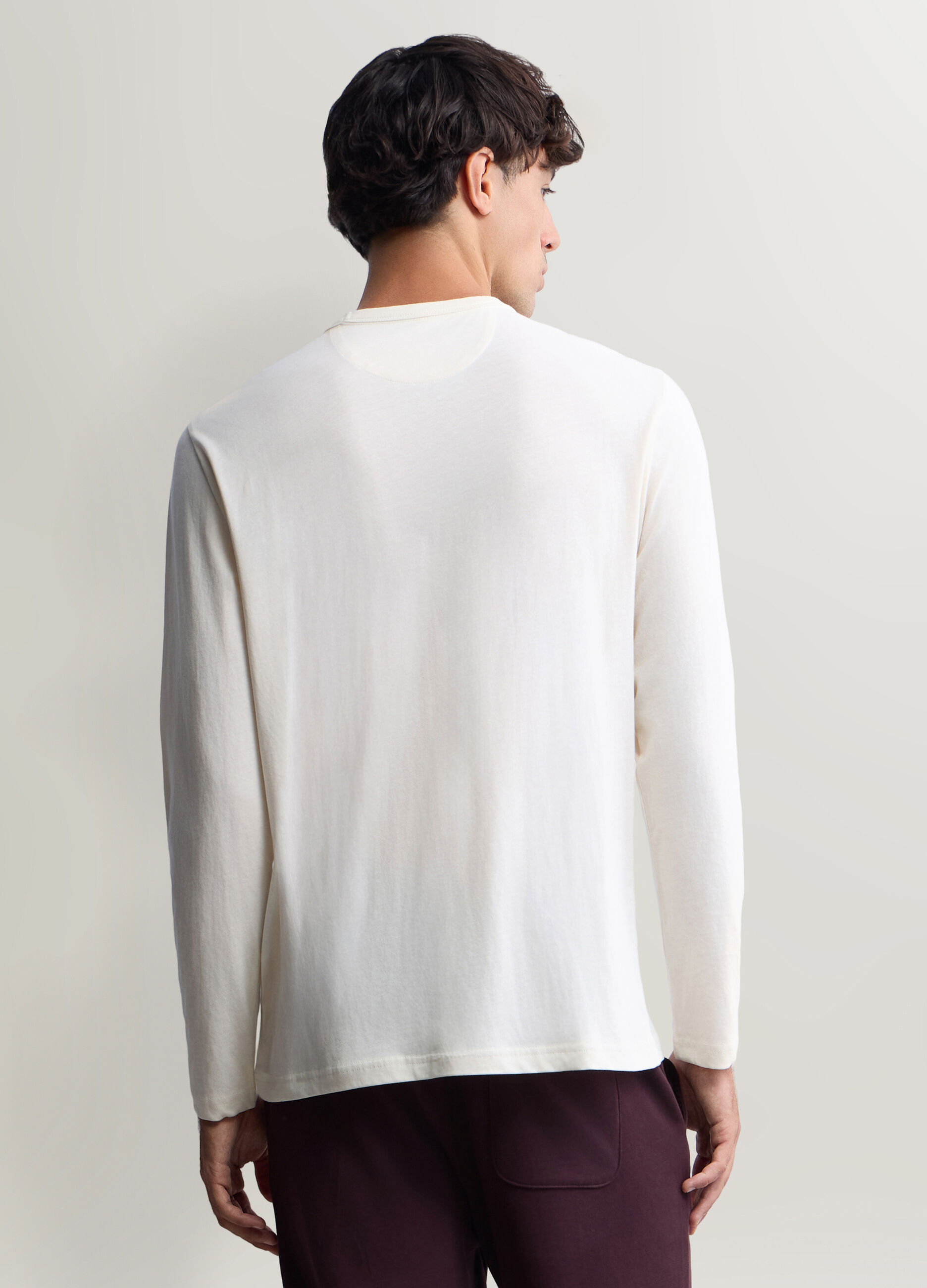 Maglia girocollo a maniche lunghe in cotone uomo_1