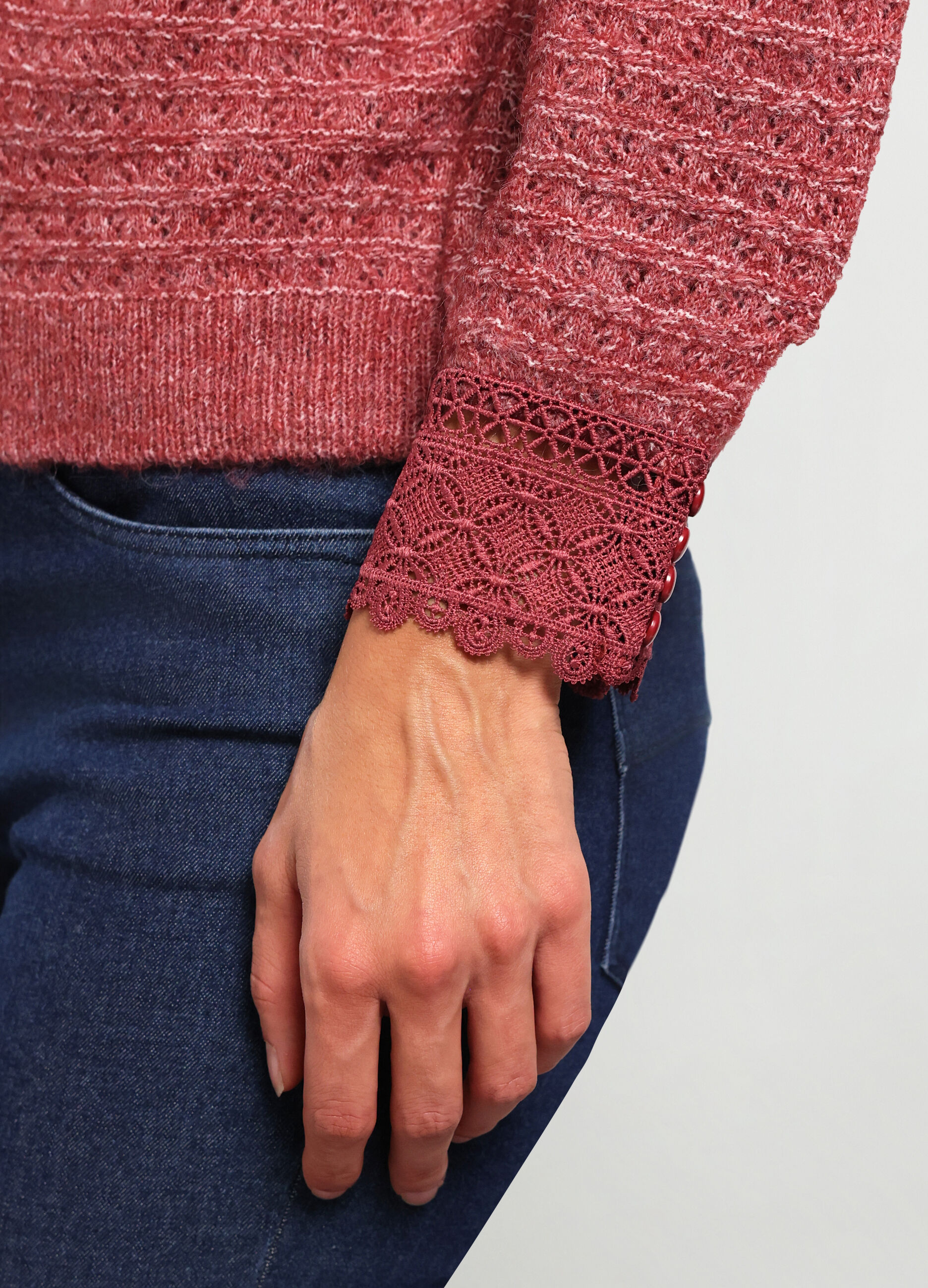 Girocollo tricot con inserti donna_2