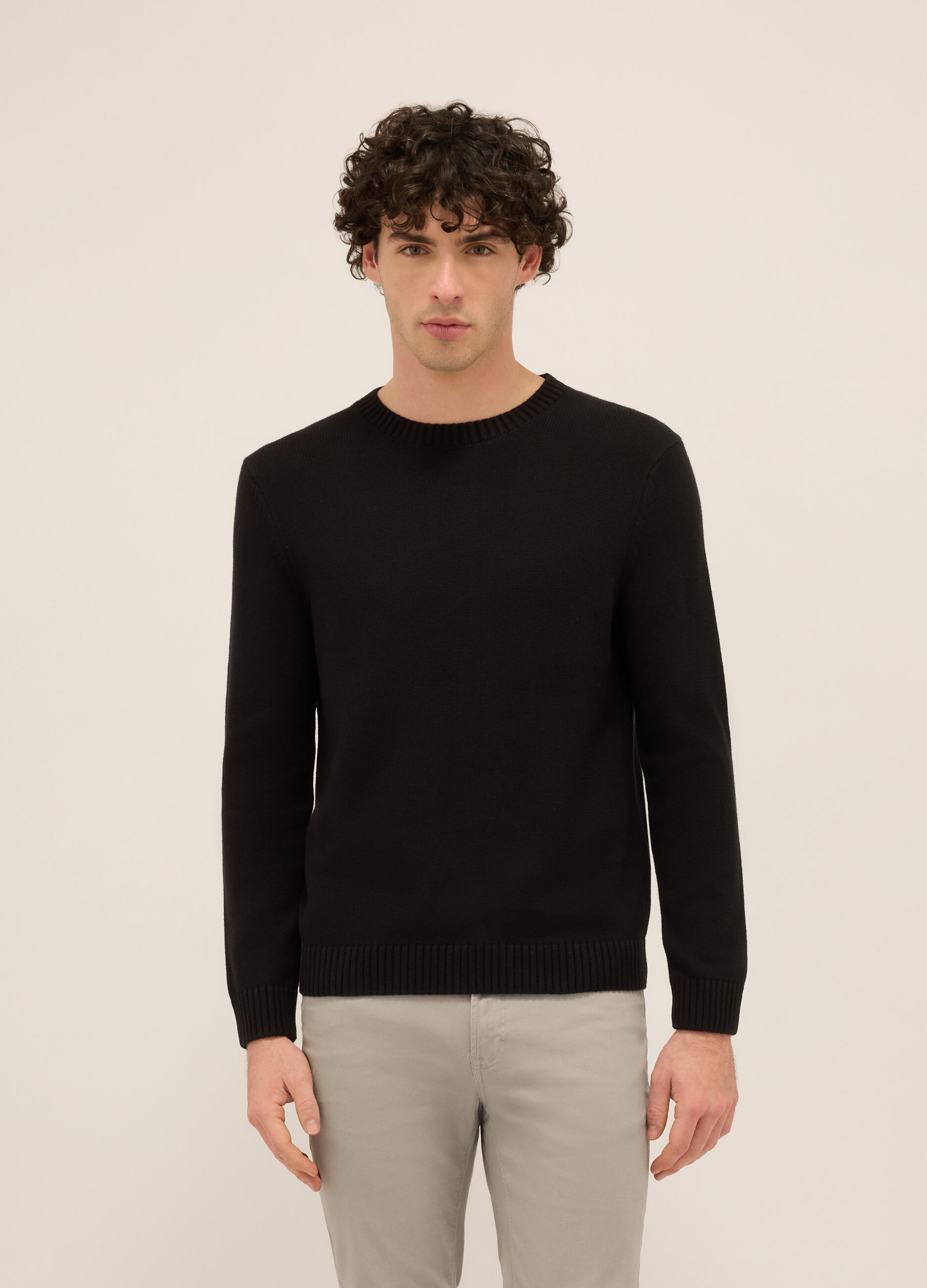 Maglione girocollo in misto cotone uomo_0