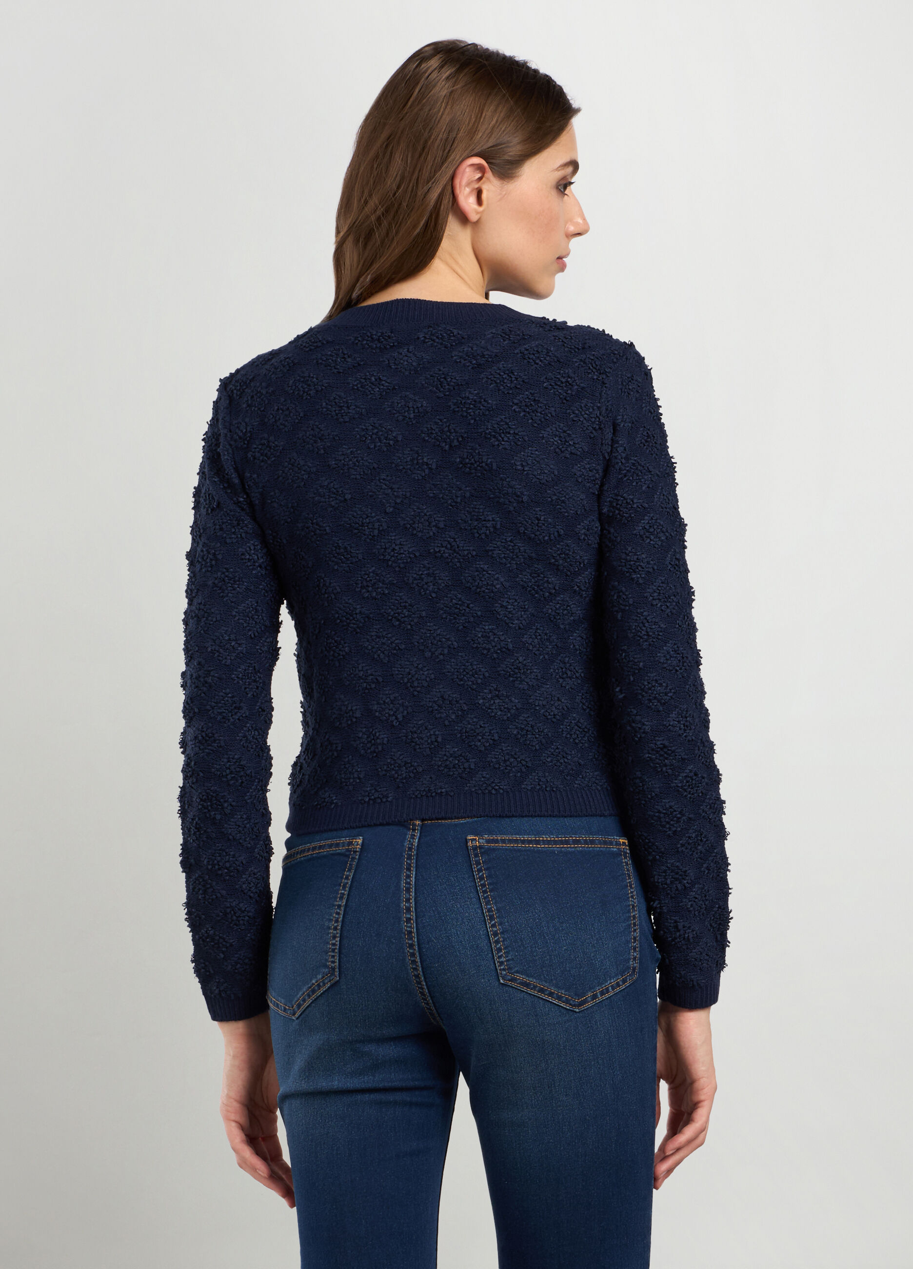 Cardigan con motivo a quadri donna_1