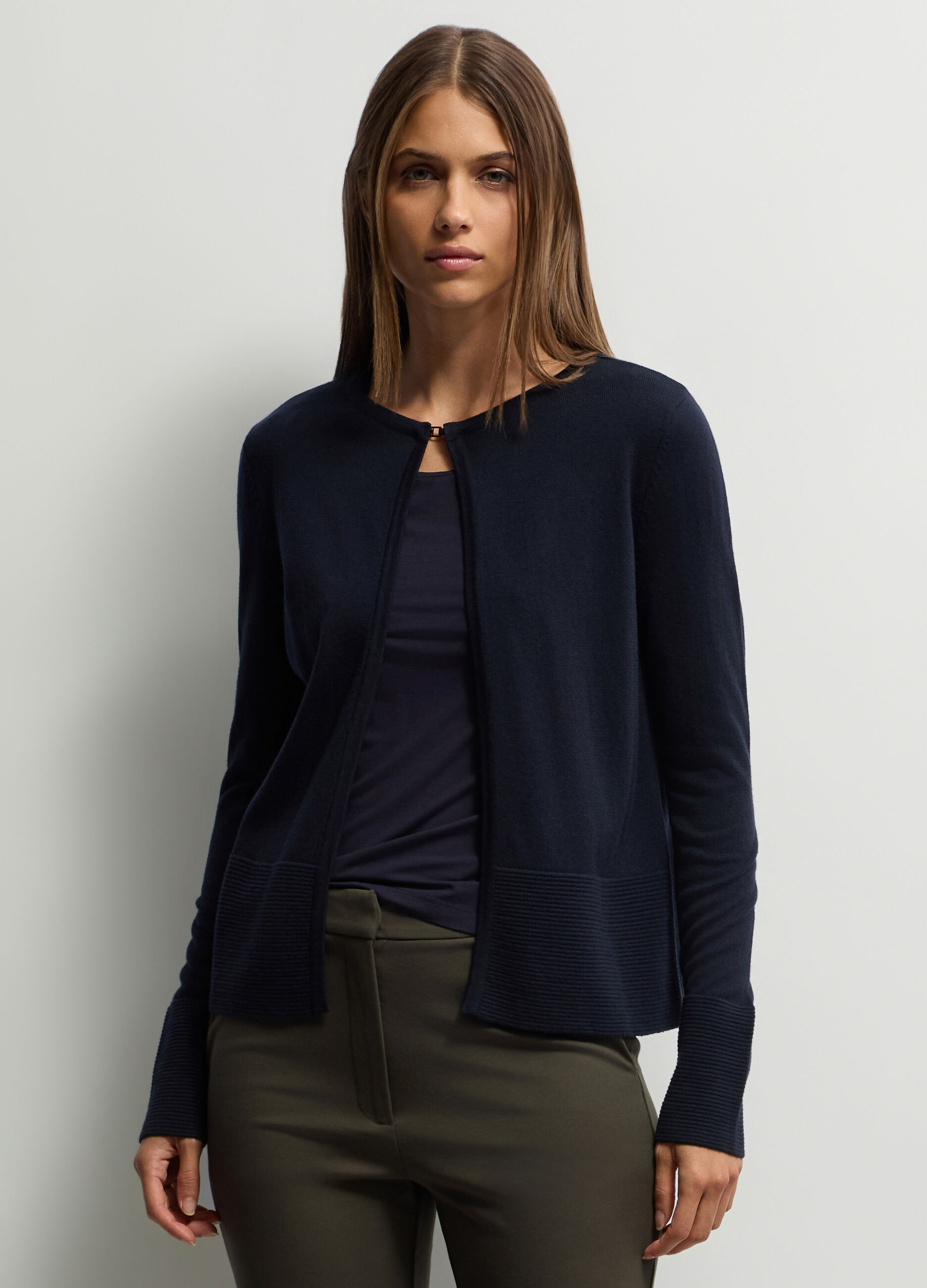 Cardigan girocollo rasato donna_0