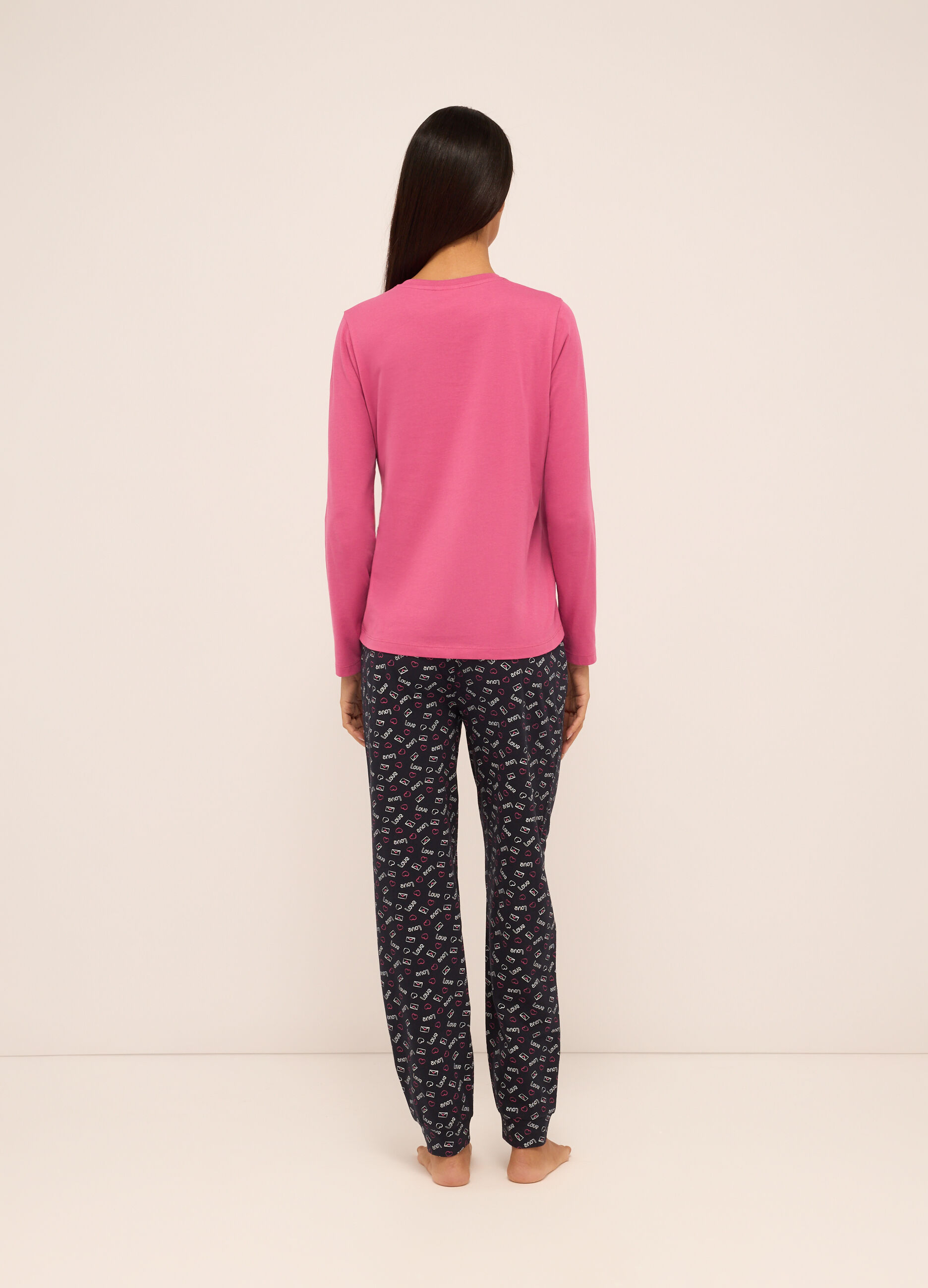 Set pigiama lungo in puro cotone donna_1