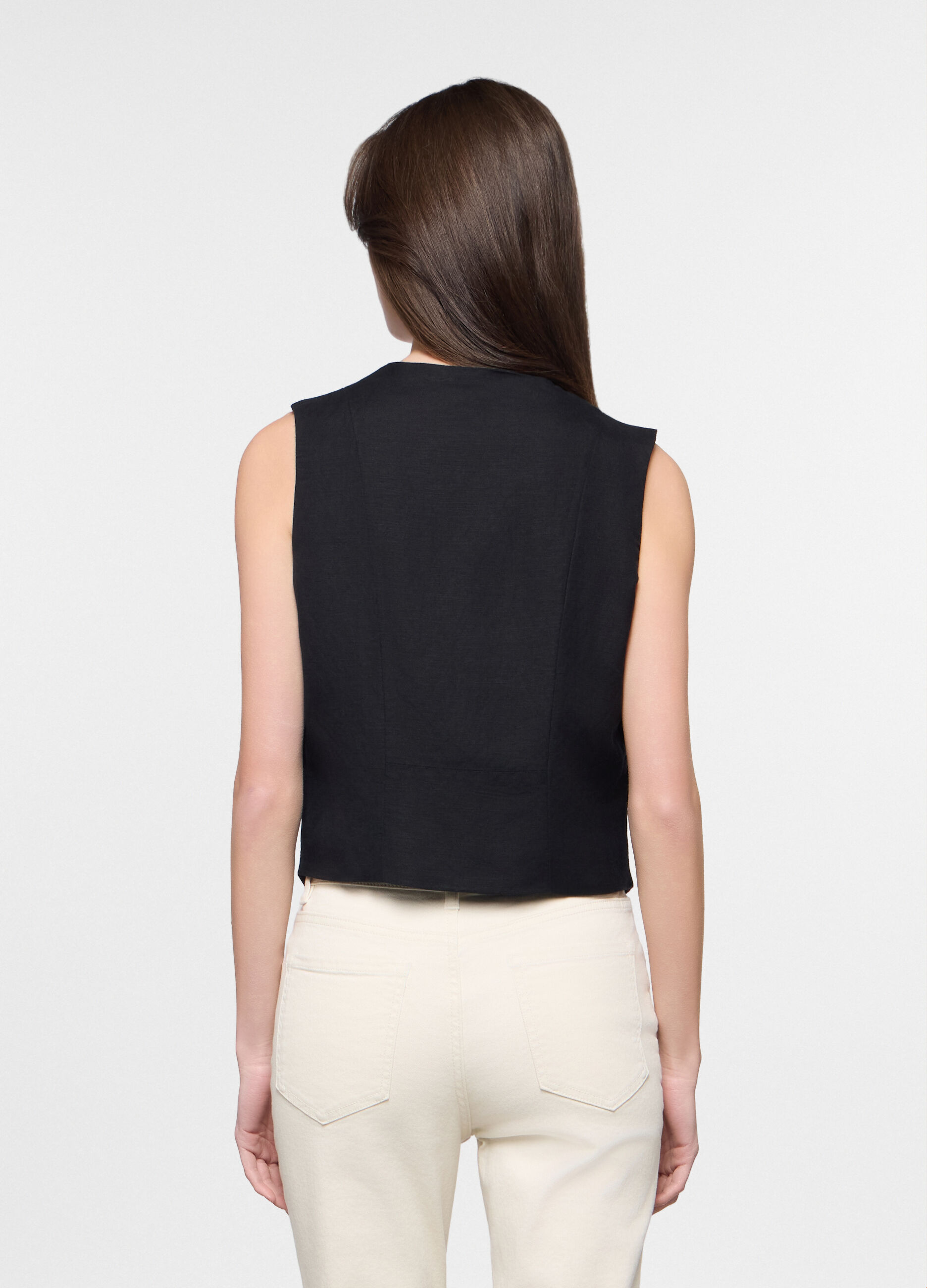 Gilet in twill misto lino donna_1