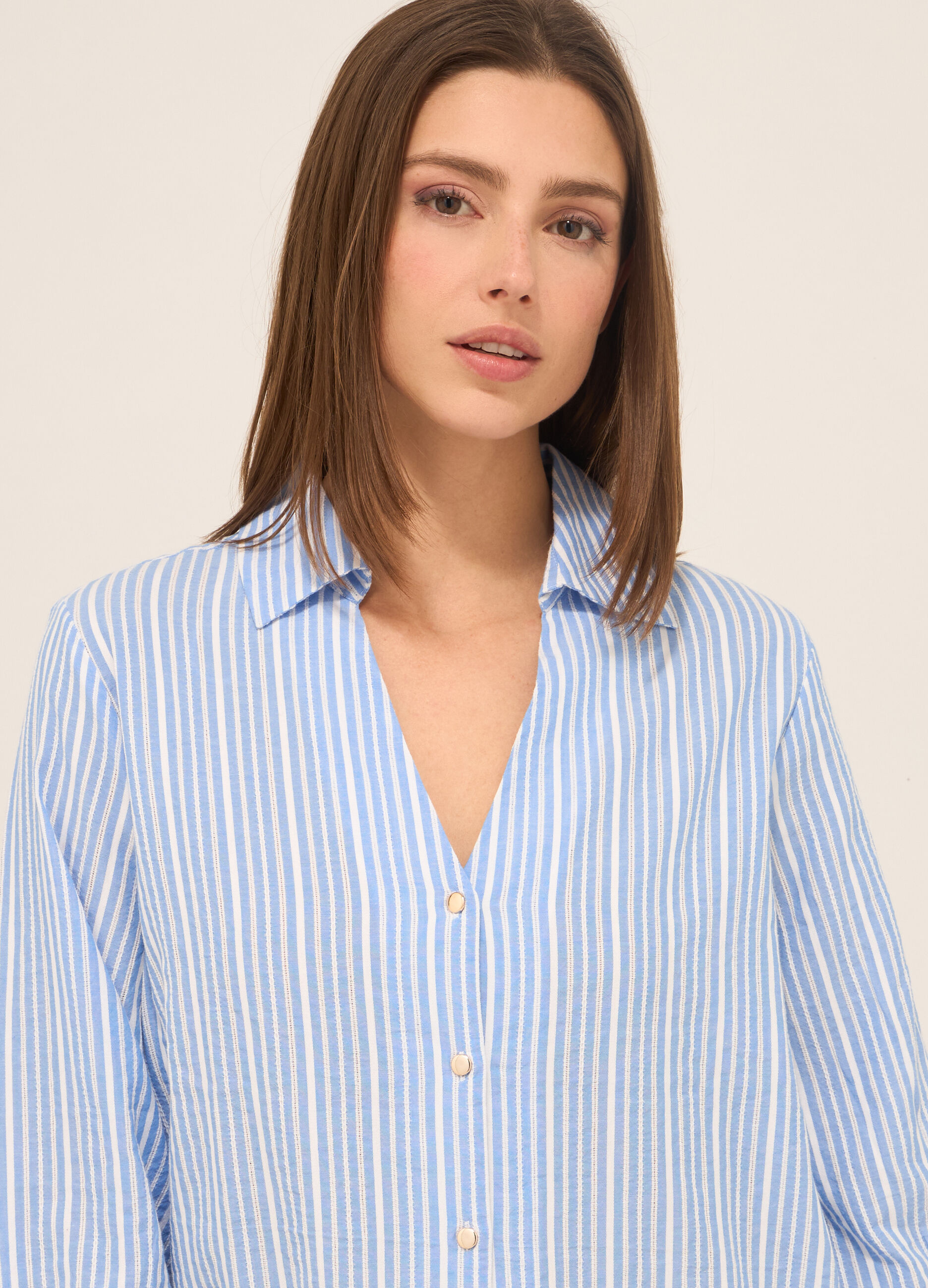 Camicia a righe in puro cotone donna_2