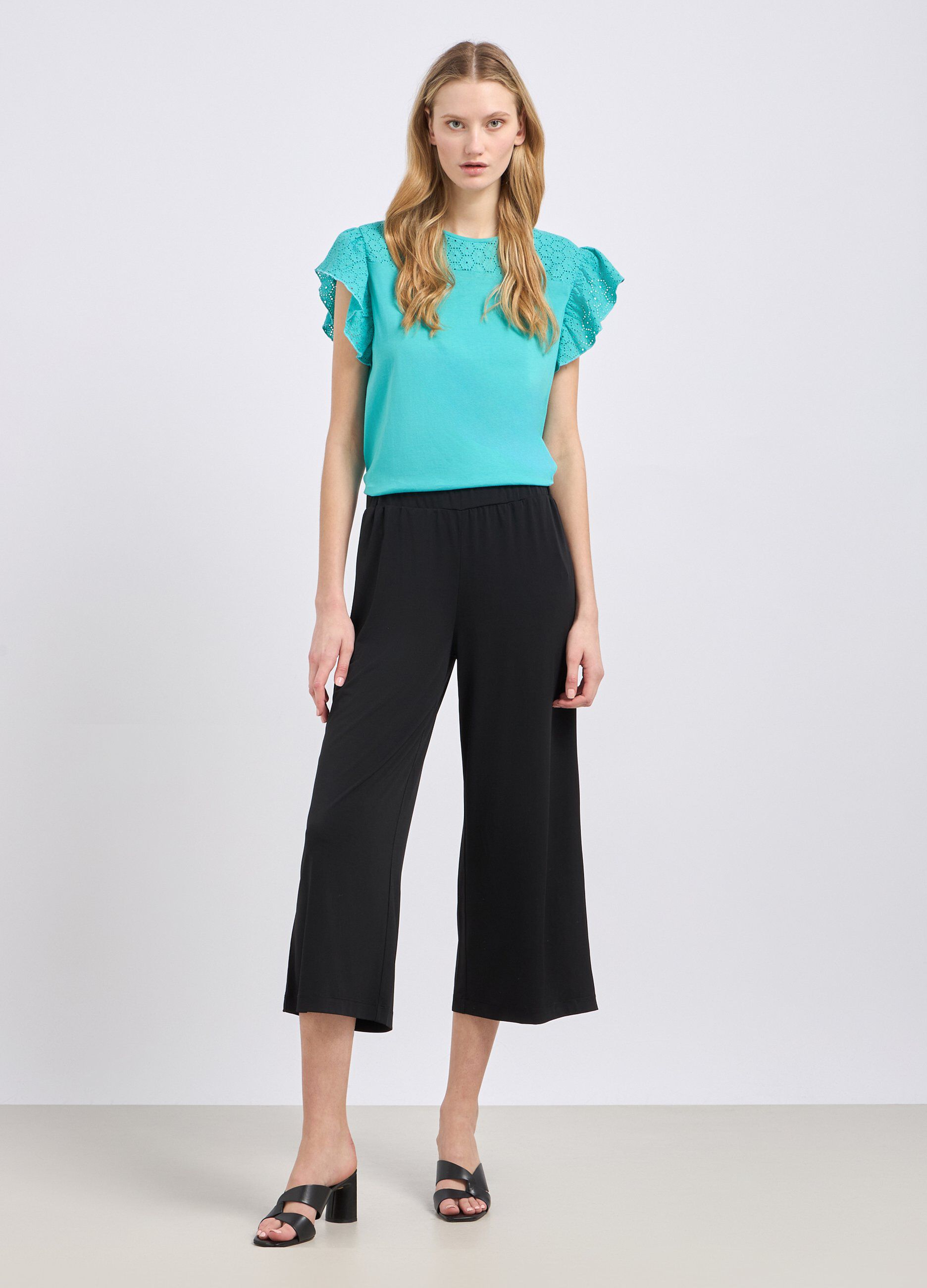 Pantaloni palazzo cropped donna_0