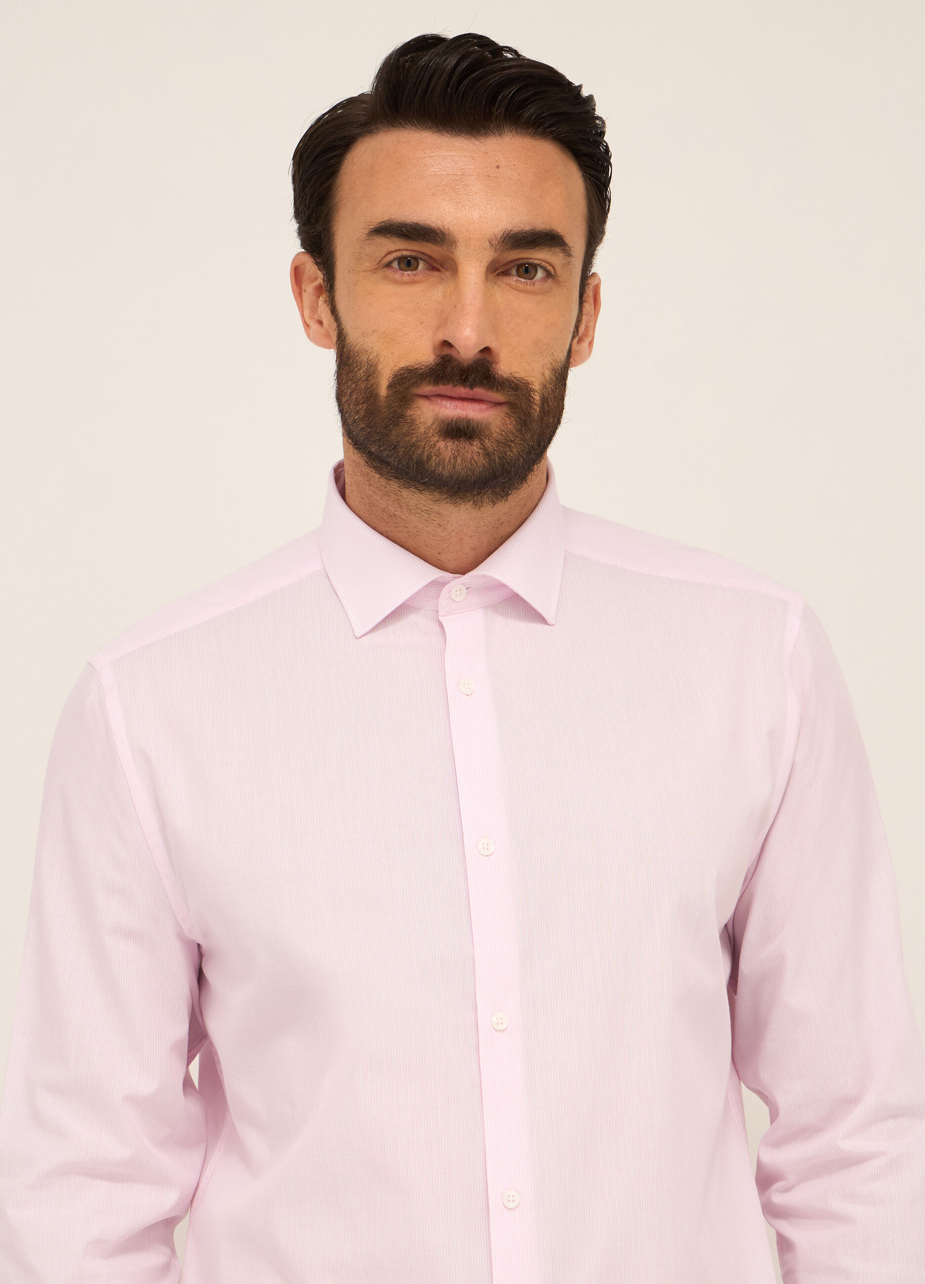 Camicia regular fit in misto cotone a micro-righe uomo_2