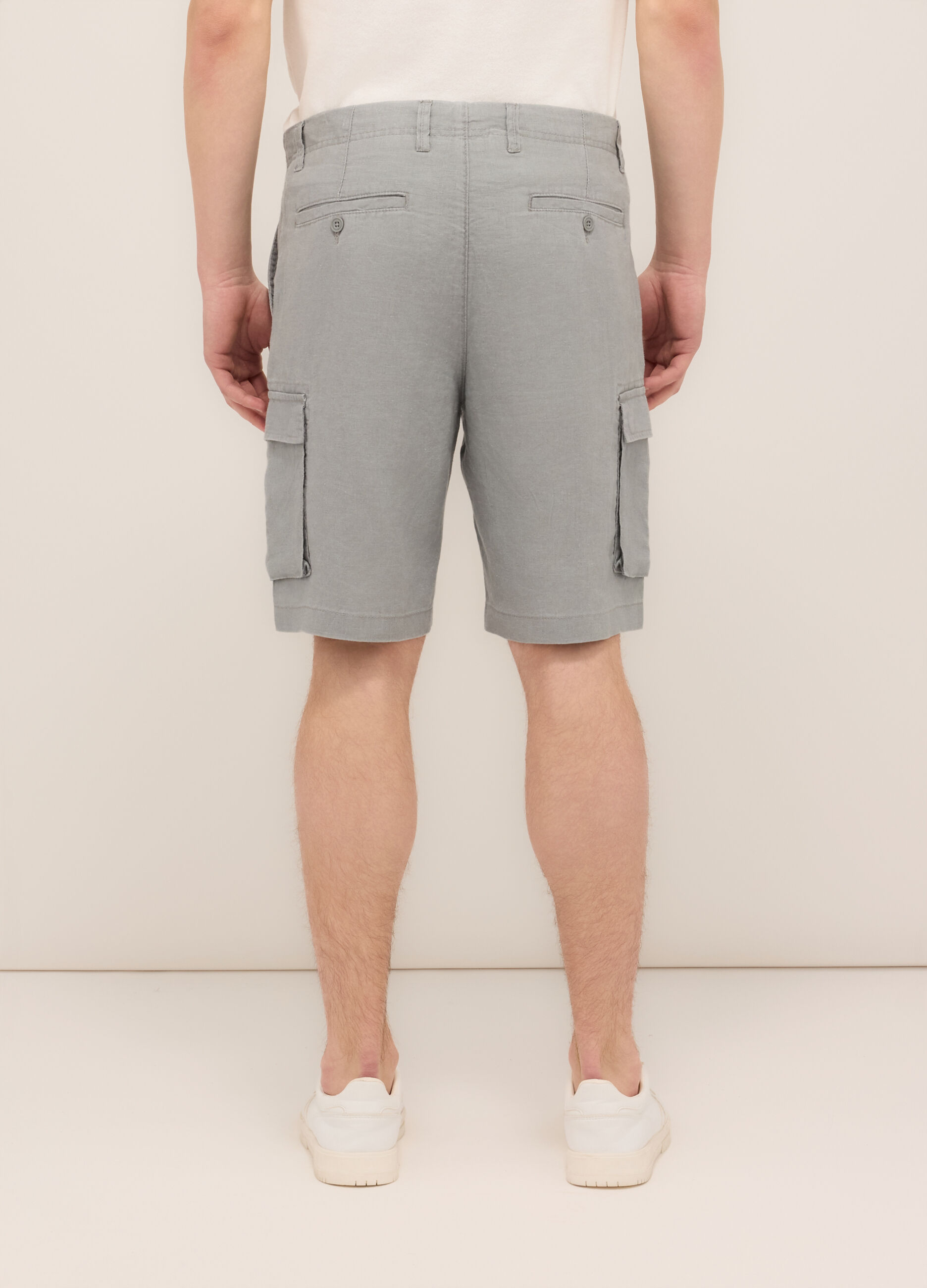 Bermuda cargo regular fit in lino uomo_1