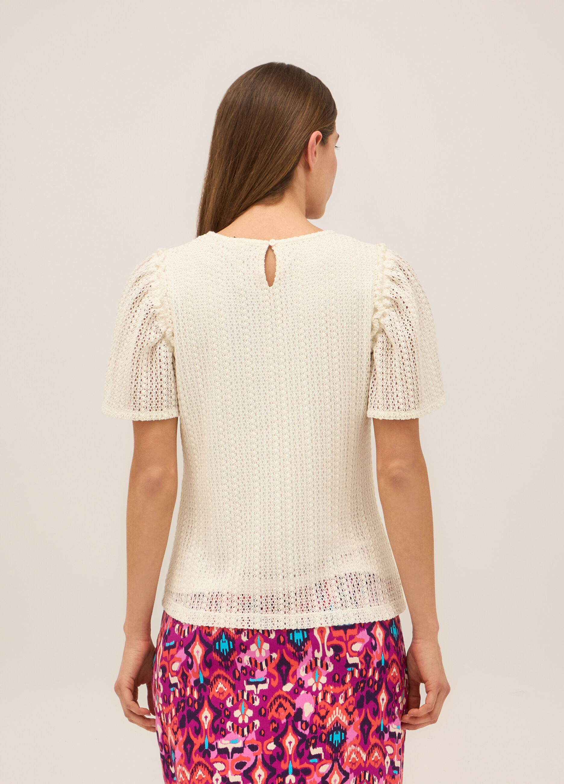 T-shirt in misto cotone lavorato donna_1
