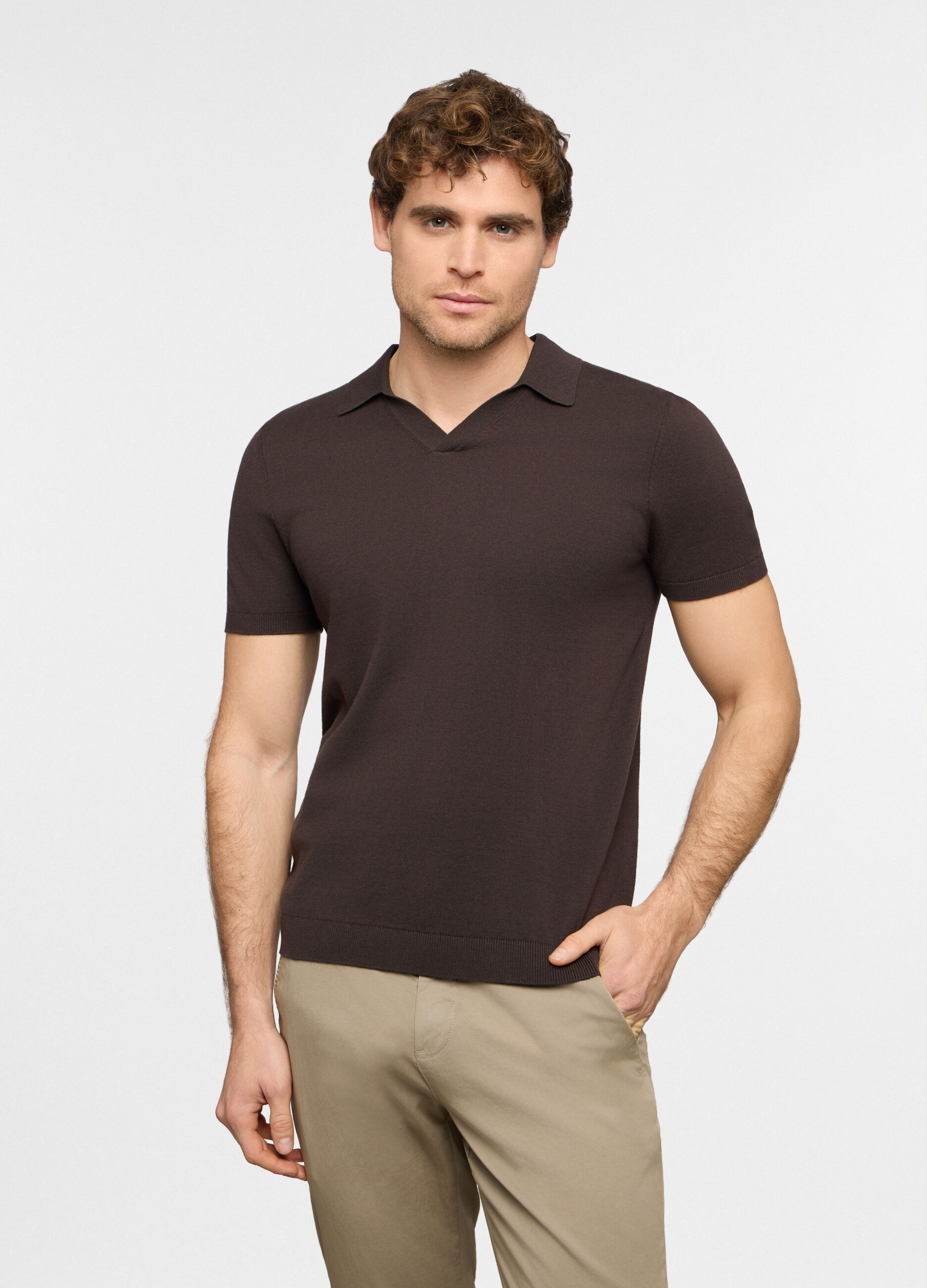 Polo a maniche corte in maglia di cotone uomo_0