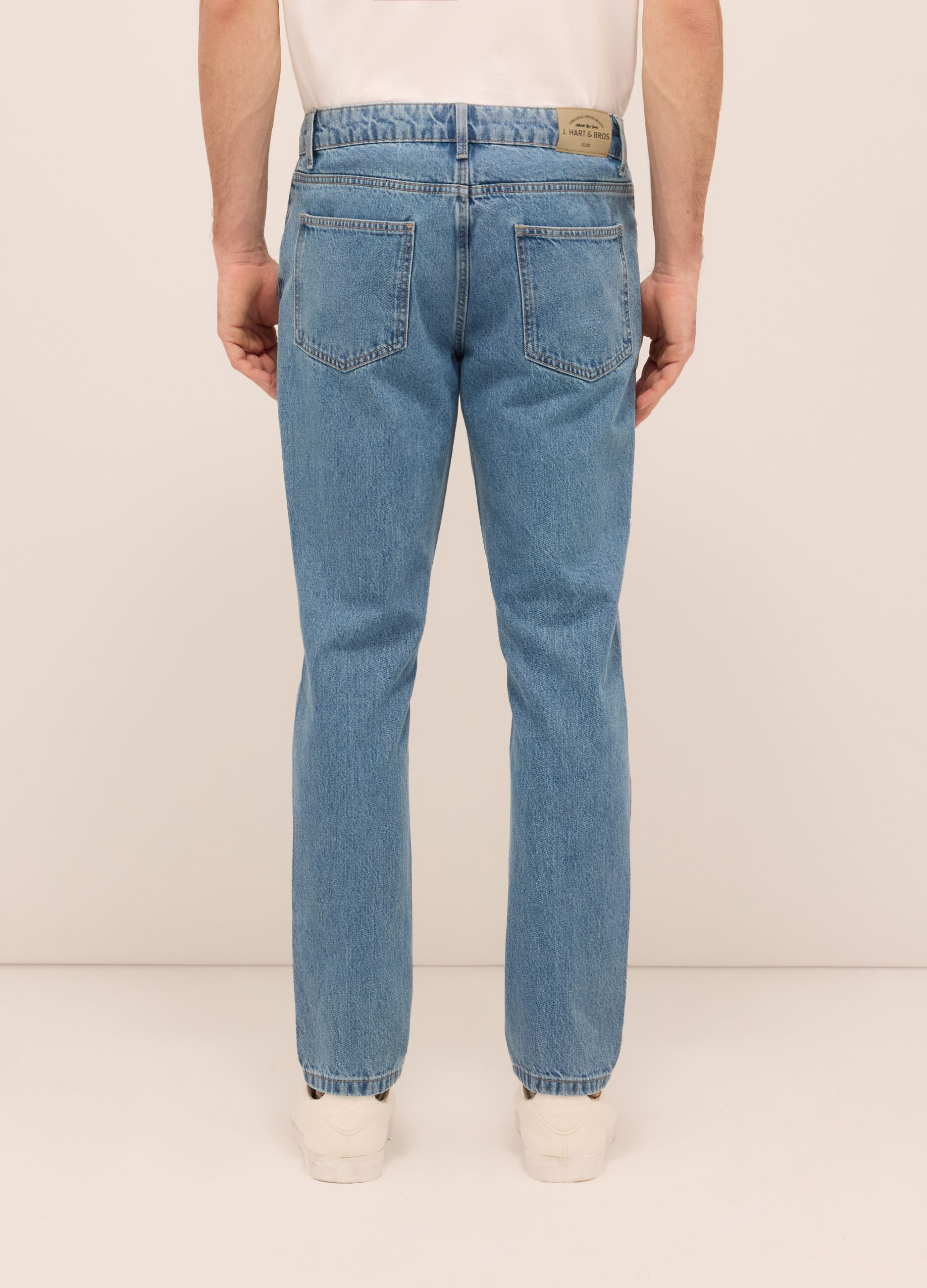 Jeans 5 tasche slim fit in denim di cotone uomo_1