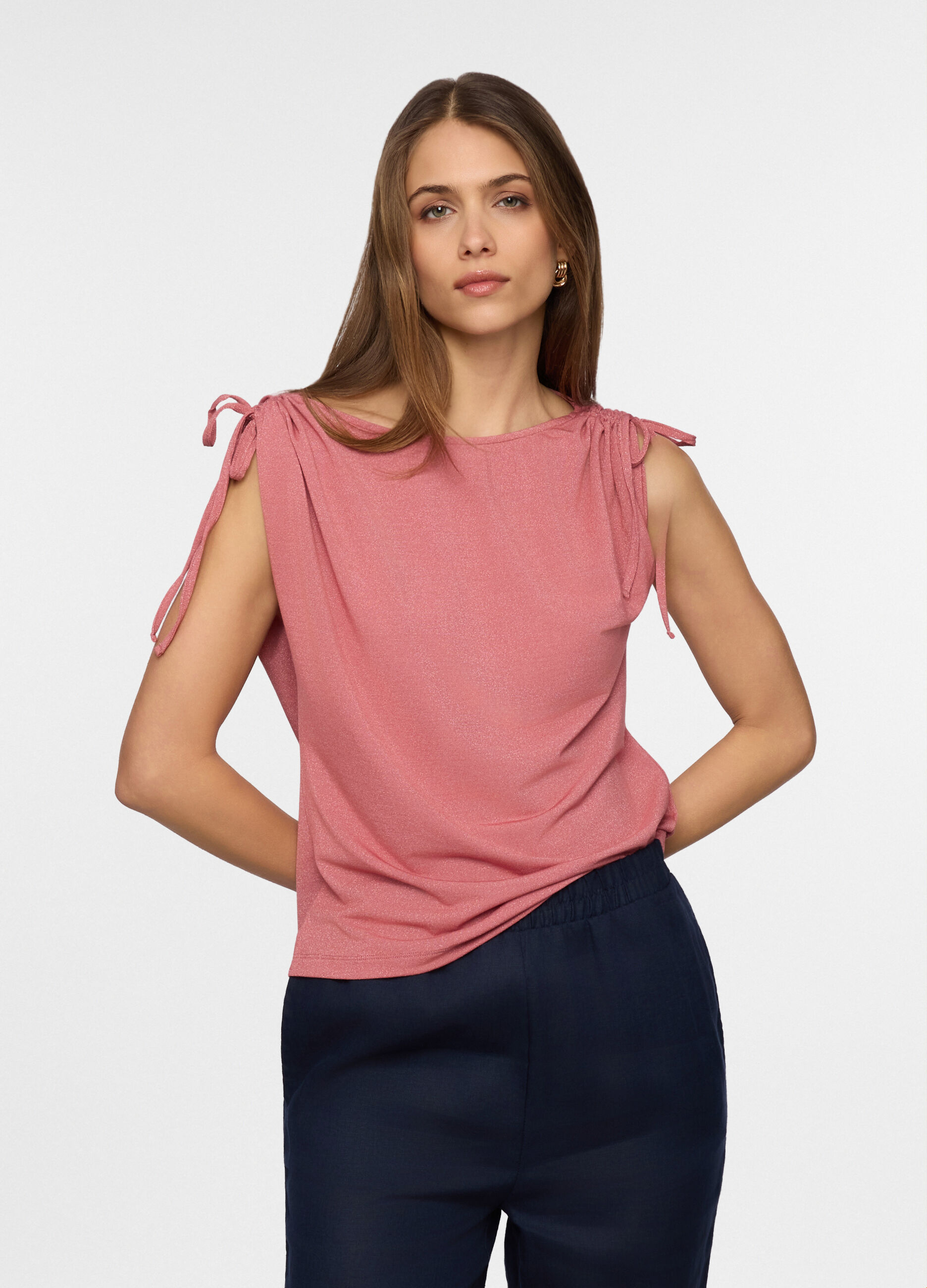 T-shirt con scollo a barchetta stretch donna_0