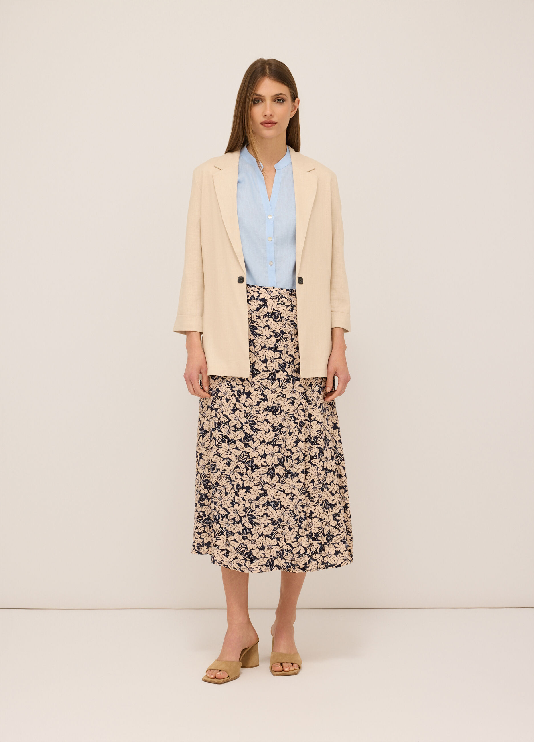 Blazer misto lino donna