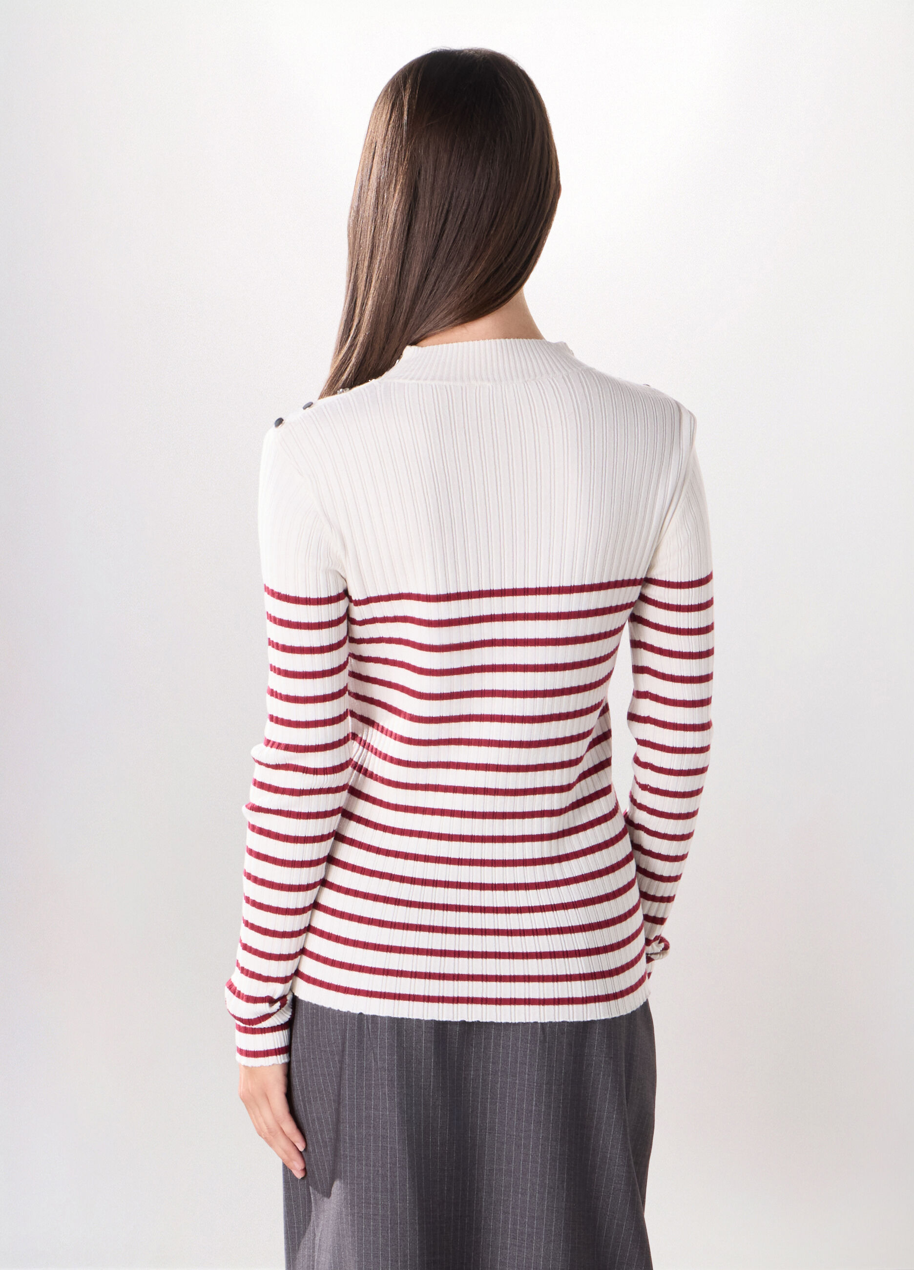 T-shirt in costina misto viscosa donna_1