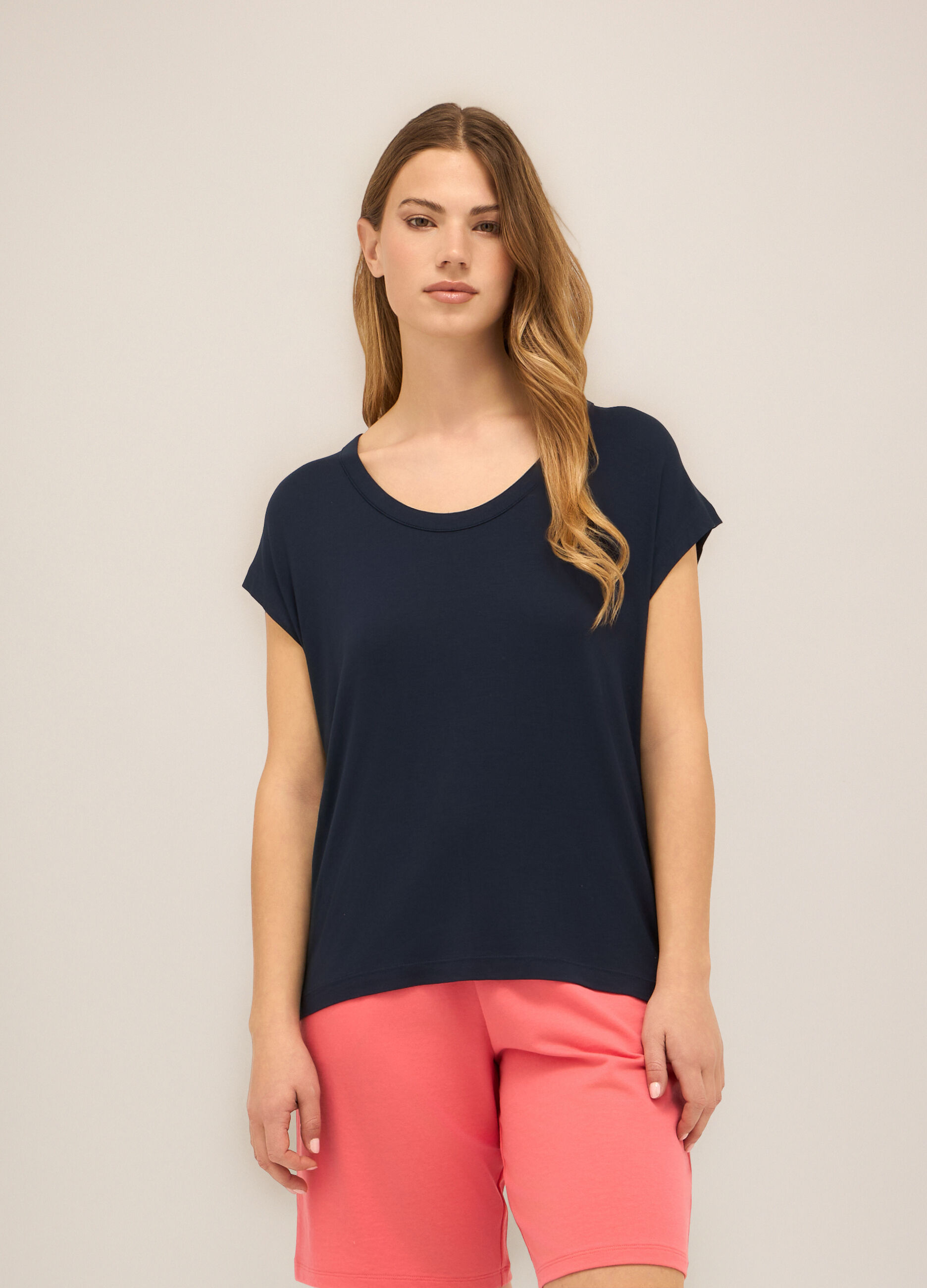 T-shirt in jersey di viscosa stretch donna_0