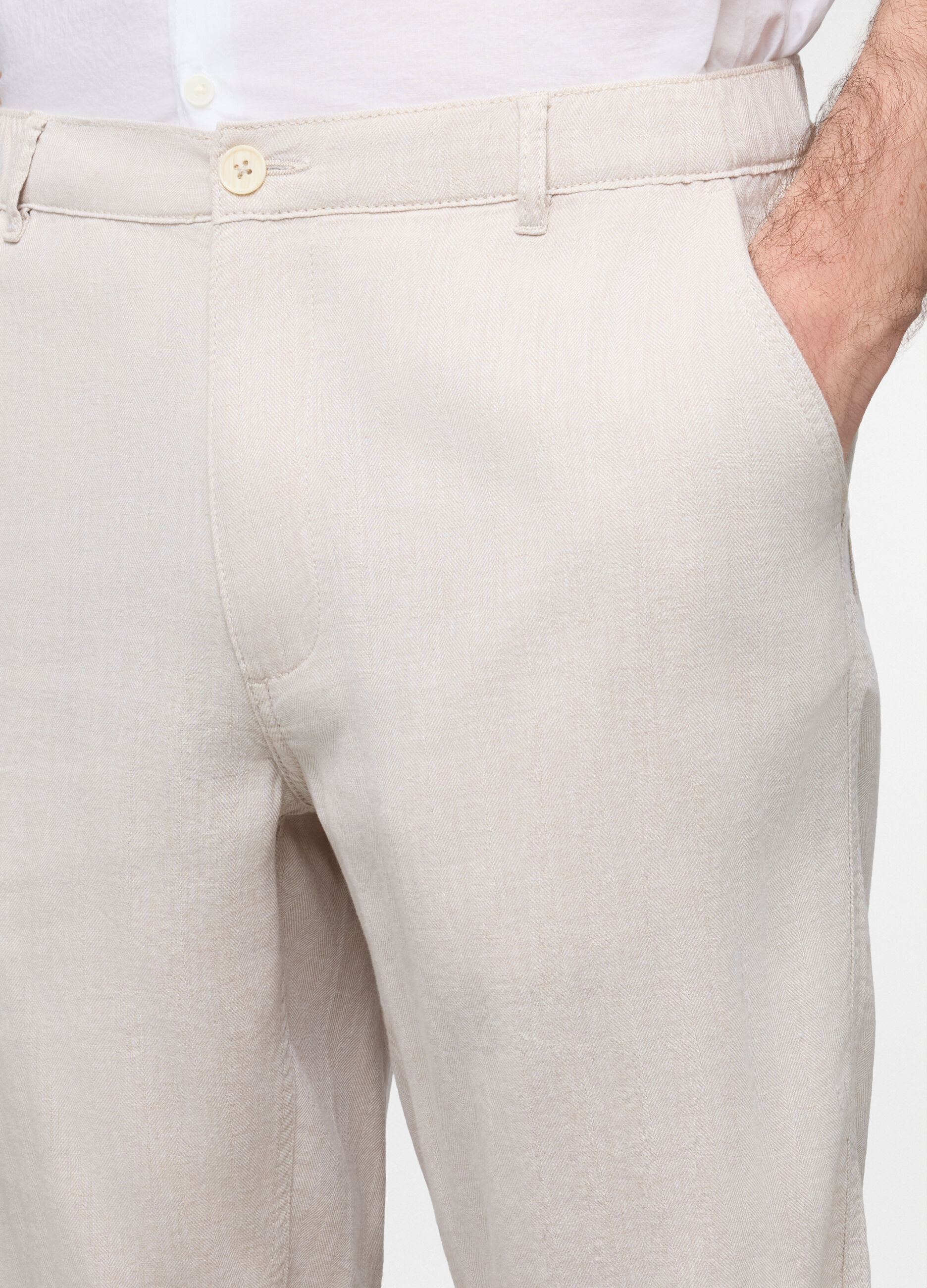 Bermuda relaxed fit in misto cotone e lino uomo_2