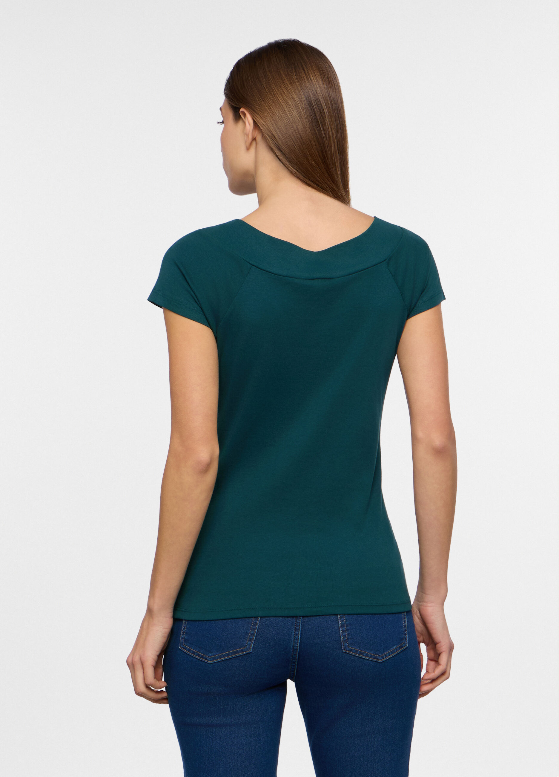 T-shirt con scollo a barchetta donna_1