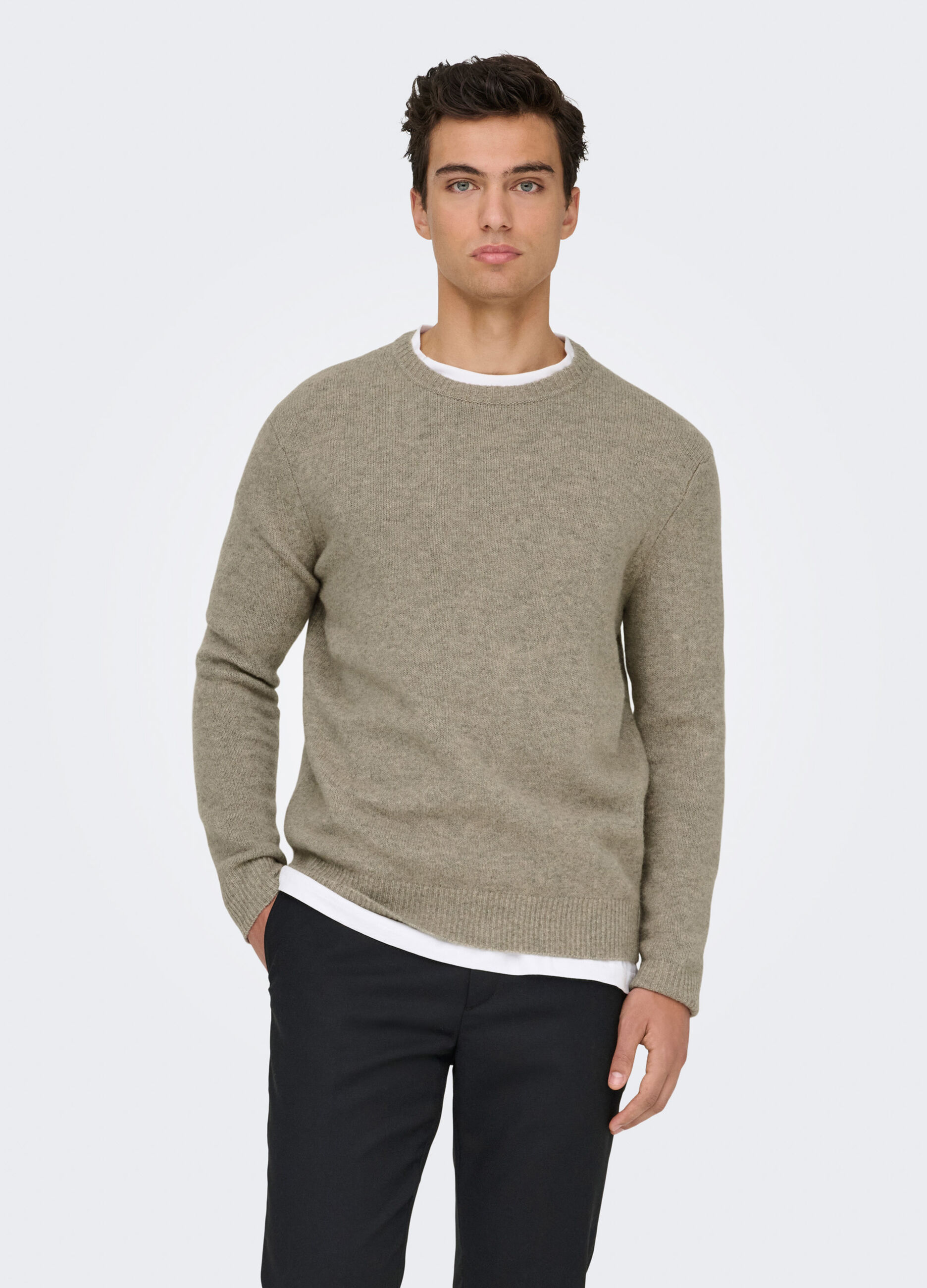 Maglione girocollo con filato m&eacute;lange uomo_3