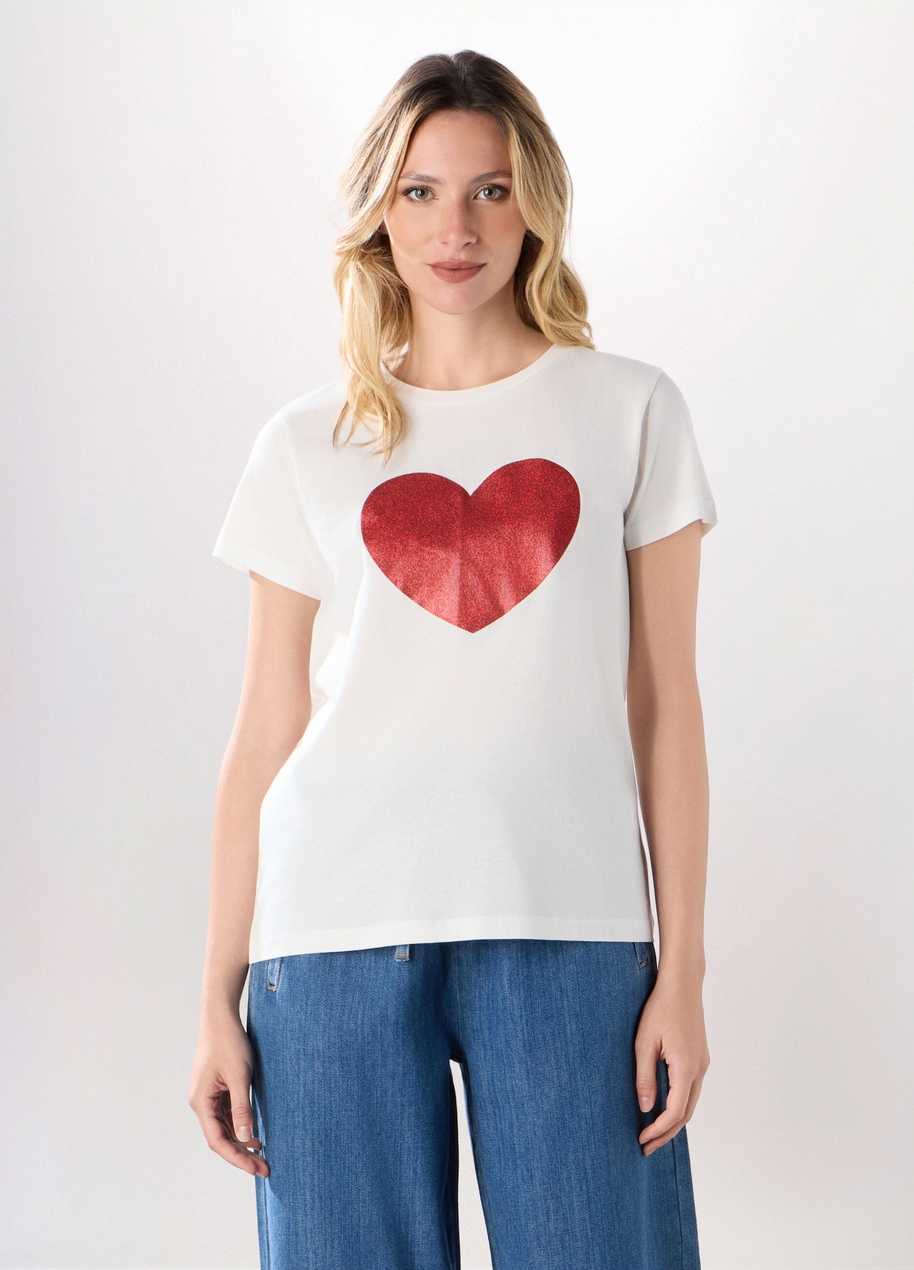 T-shirt in jersey di puro cotone donna_0