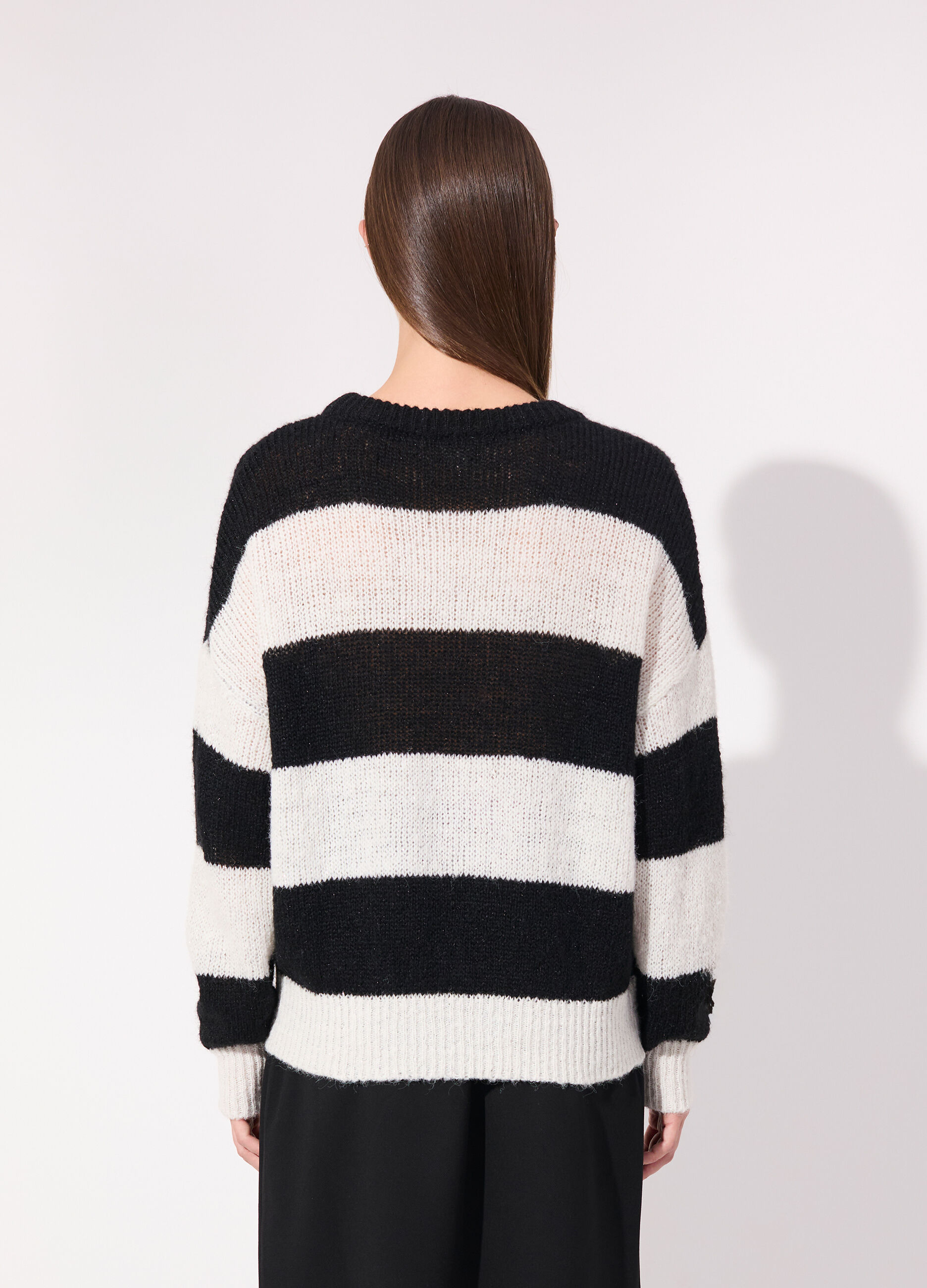 Pullover in misto lana e filo lurex a righe donna_2