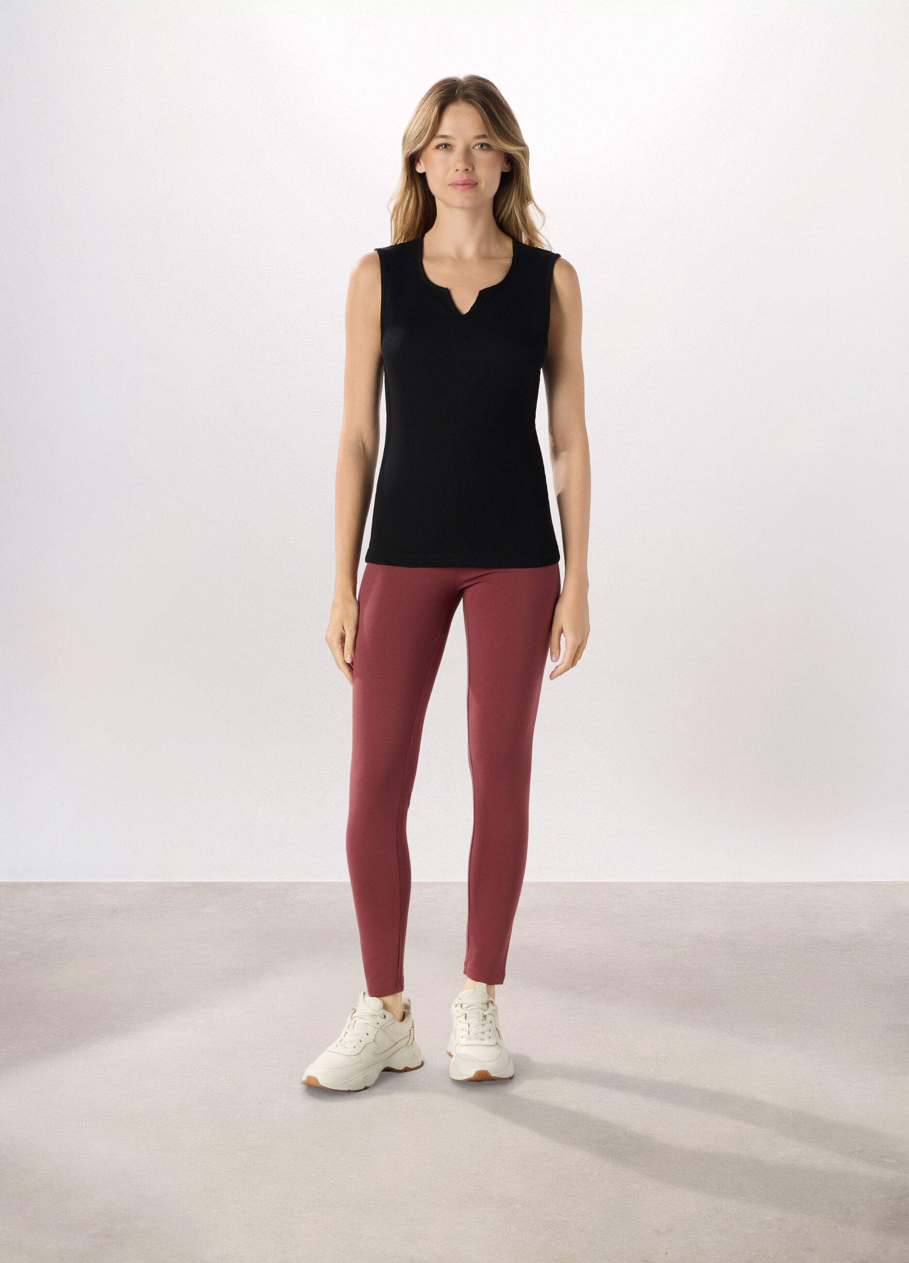 Leggings in jersey di cotone stretch donna Holistic fitness_0