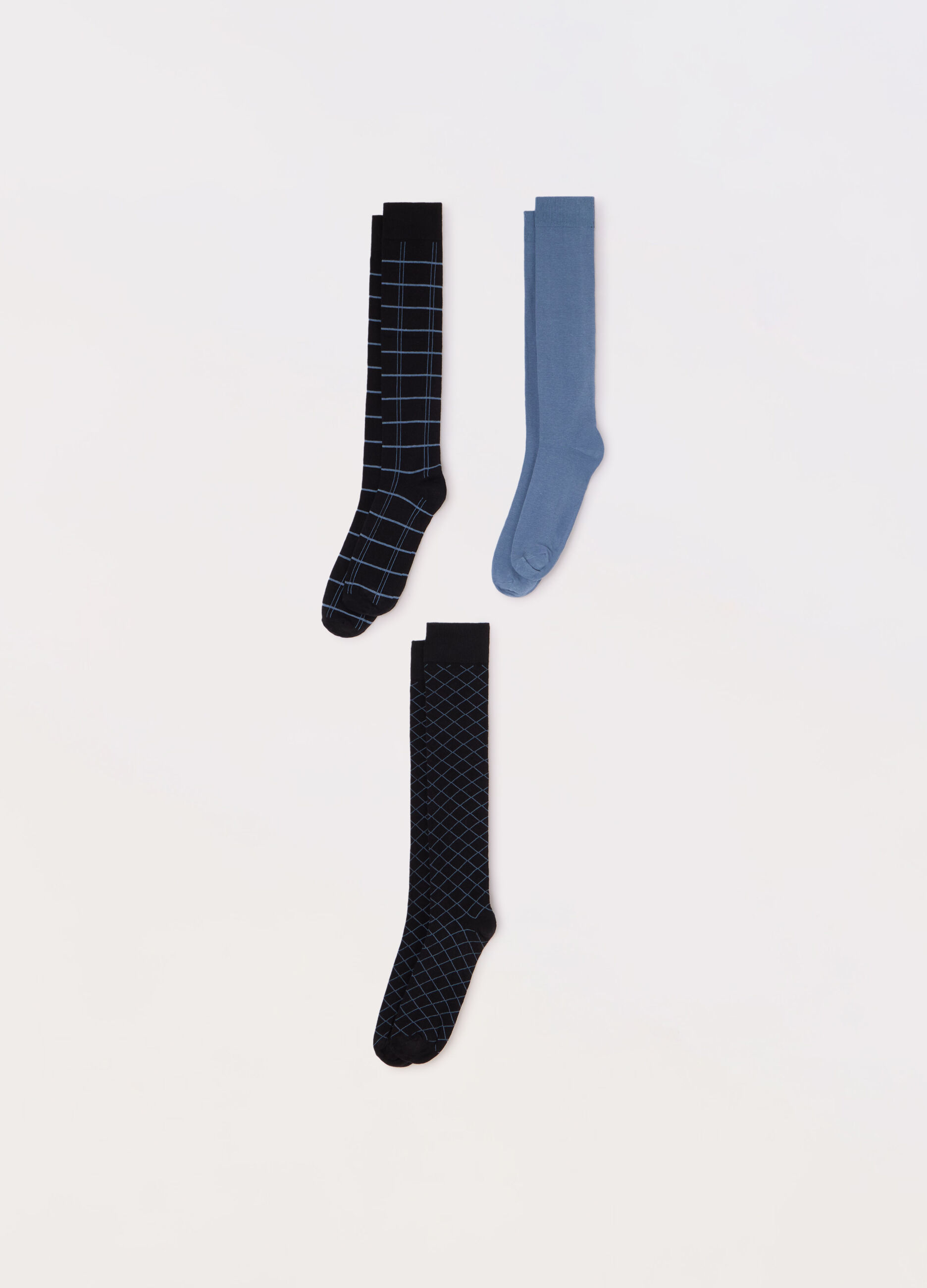3 pack calze lunghe in cotone stretch a fantasia uomo_0