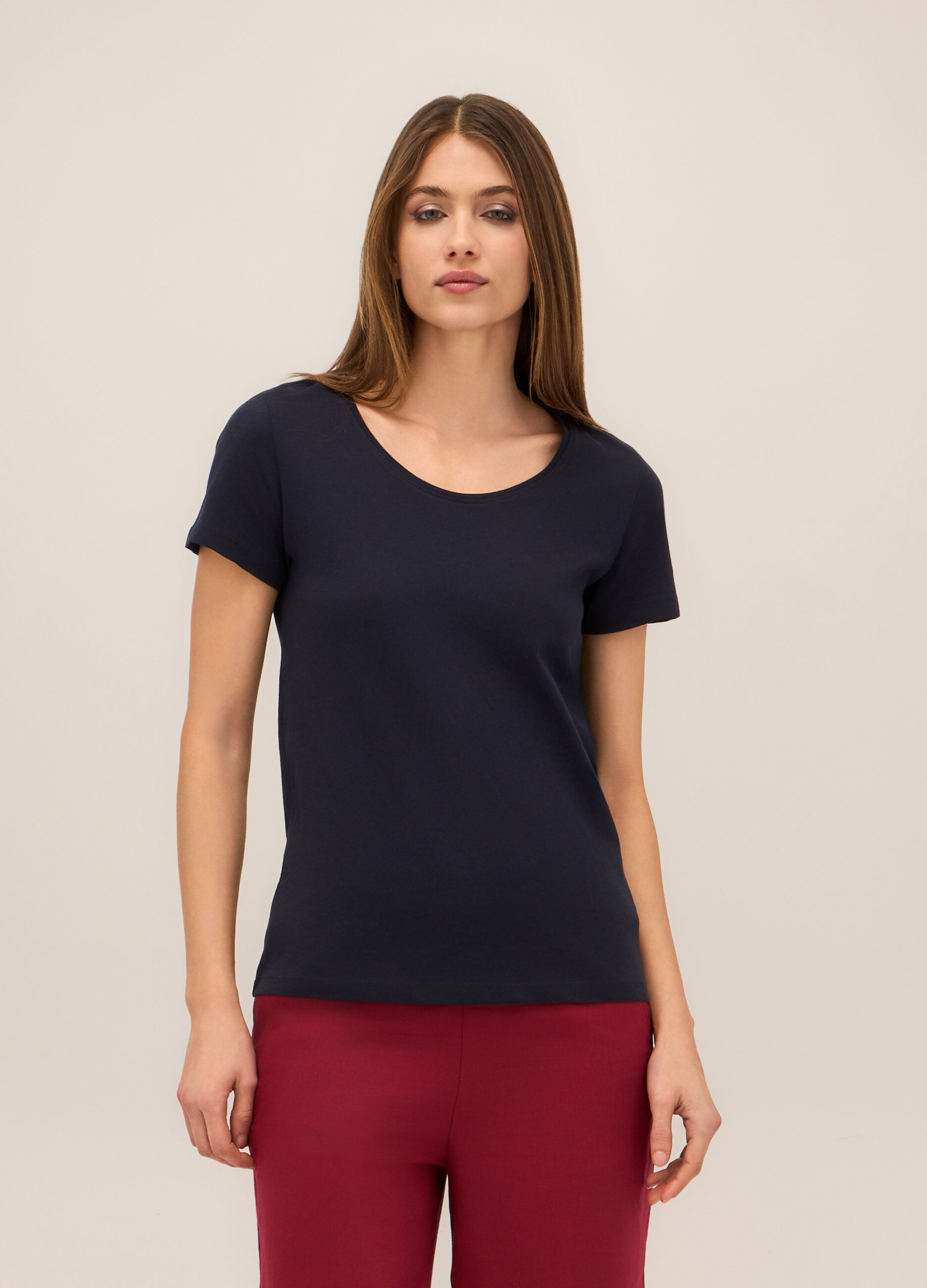 T-shirt in jersey di puro cotone donna_0