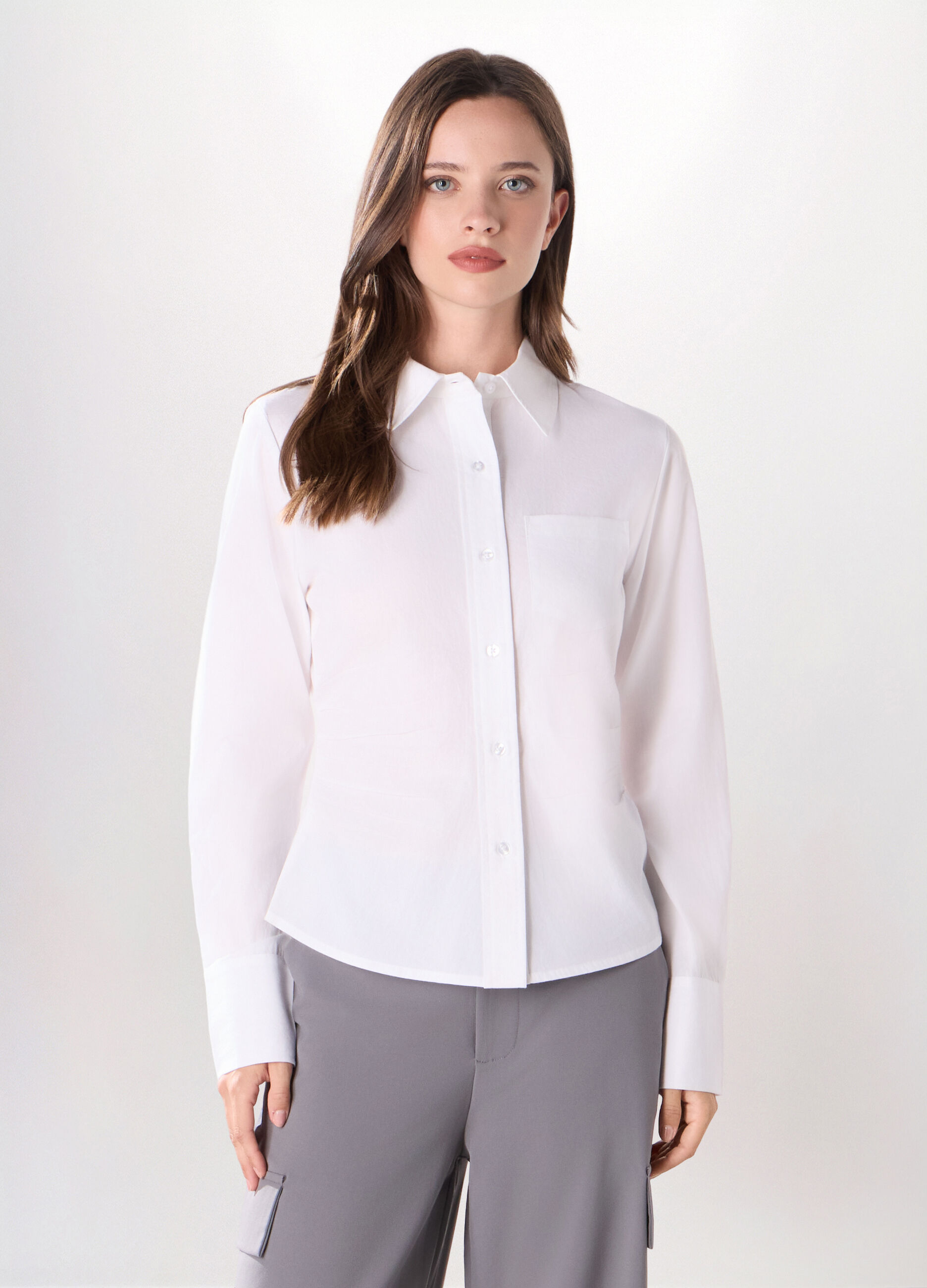 Camicia in popeline di puro cotone donna_0