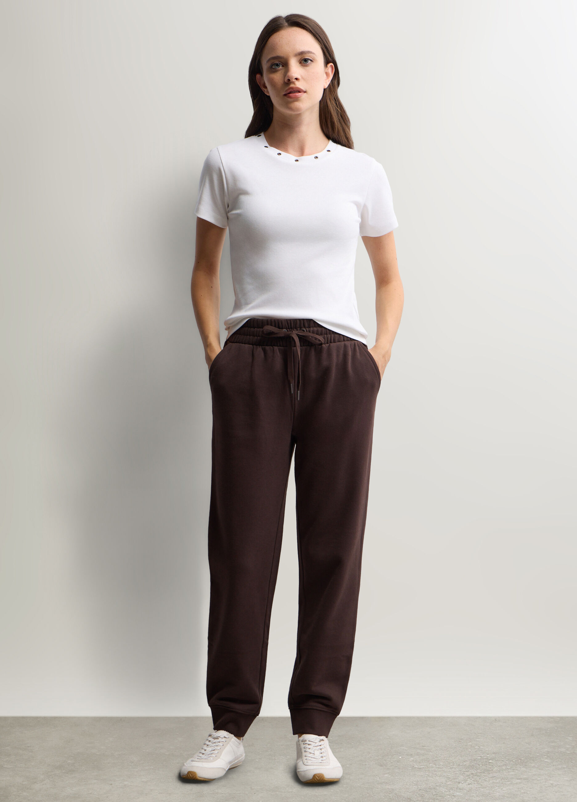 Jogger in felpa misto cotone donna_0
