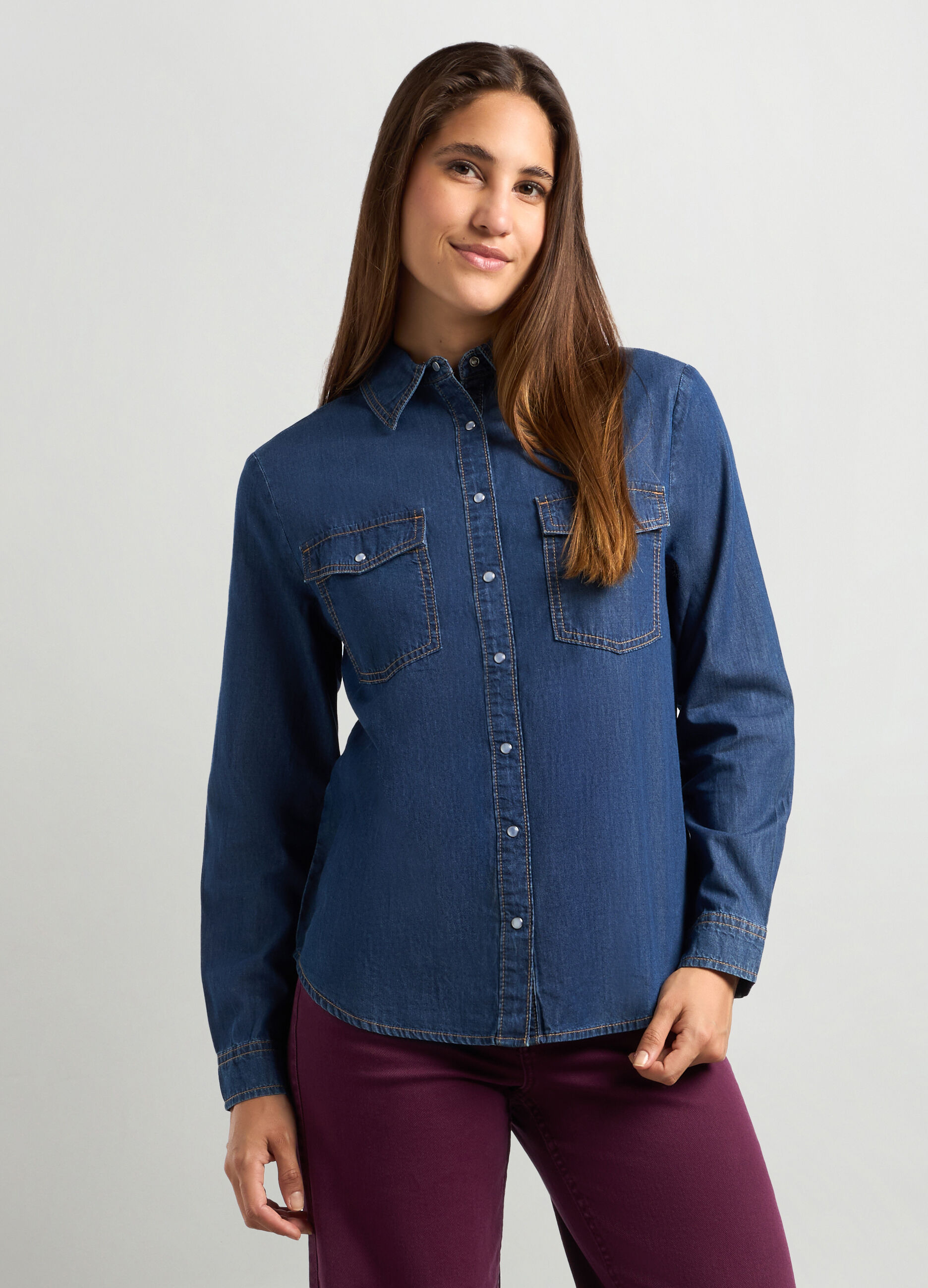 Camicia in denim di puro cotone donna