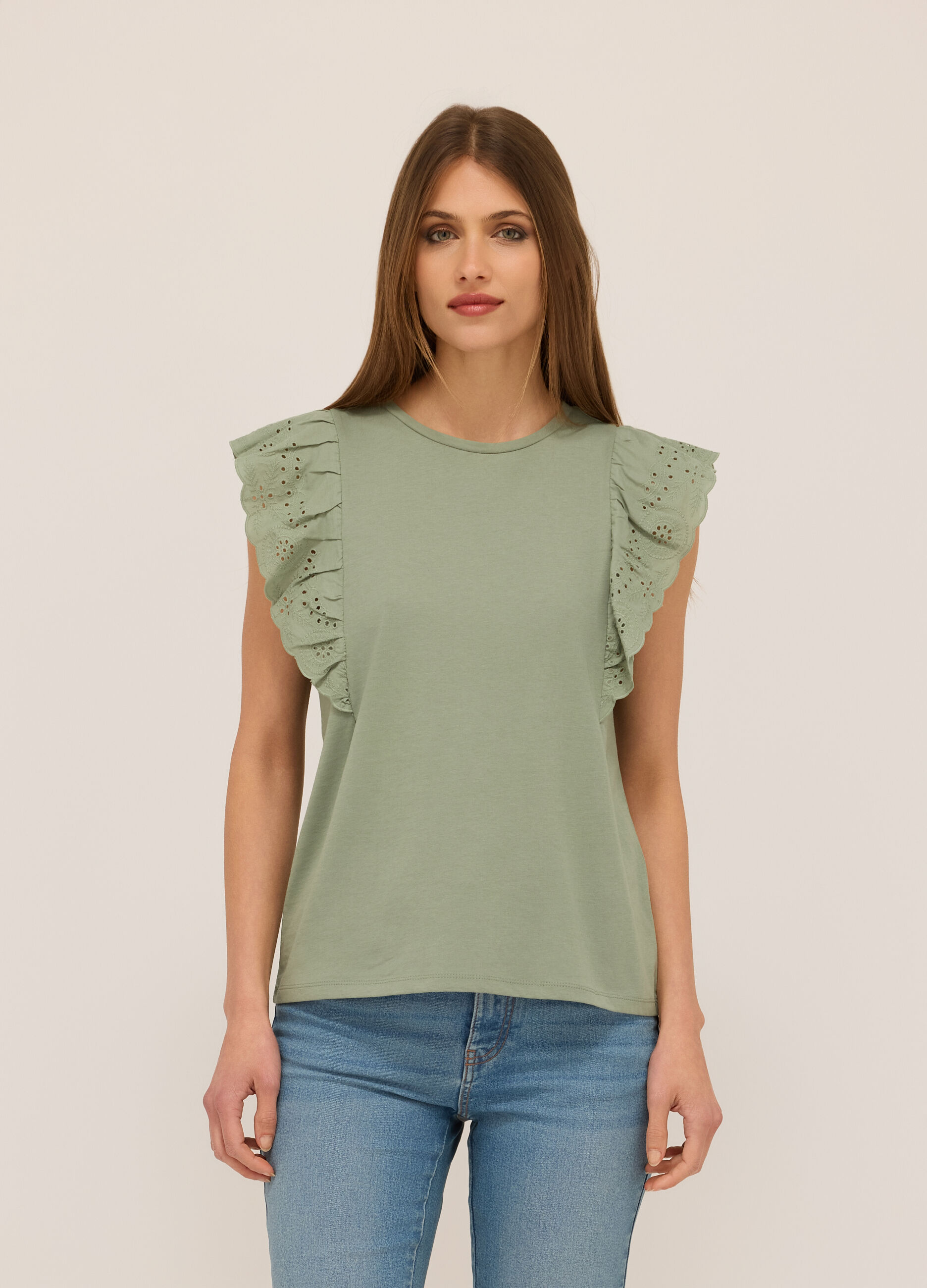 T-shirt in jersey di cotone stretch donna_0