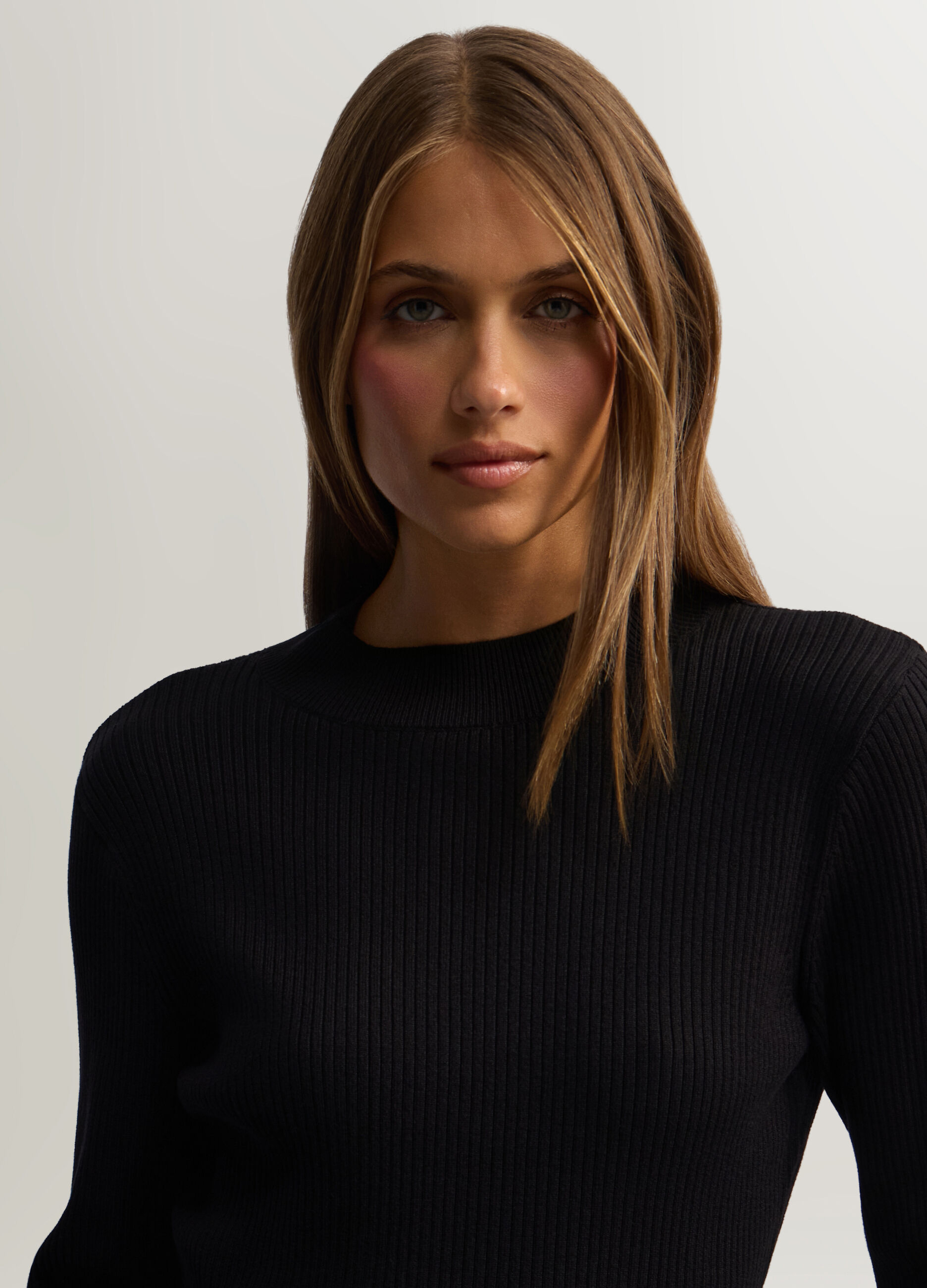 Pullover girocollo in costina donna_2