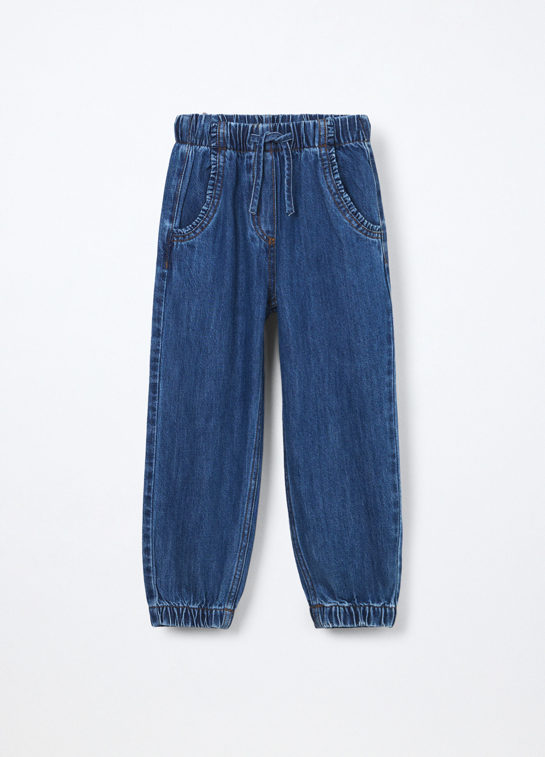 Jogger in denim misto cotone bambina_0