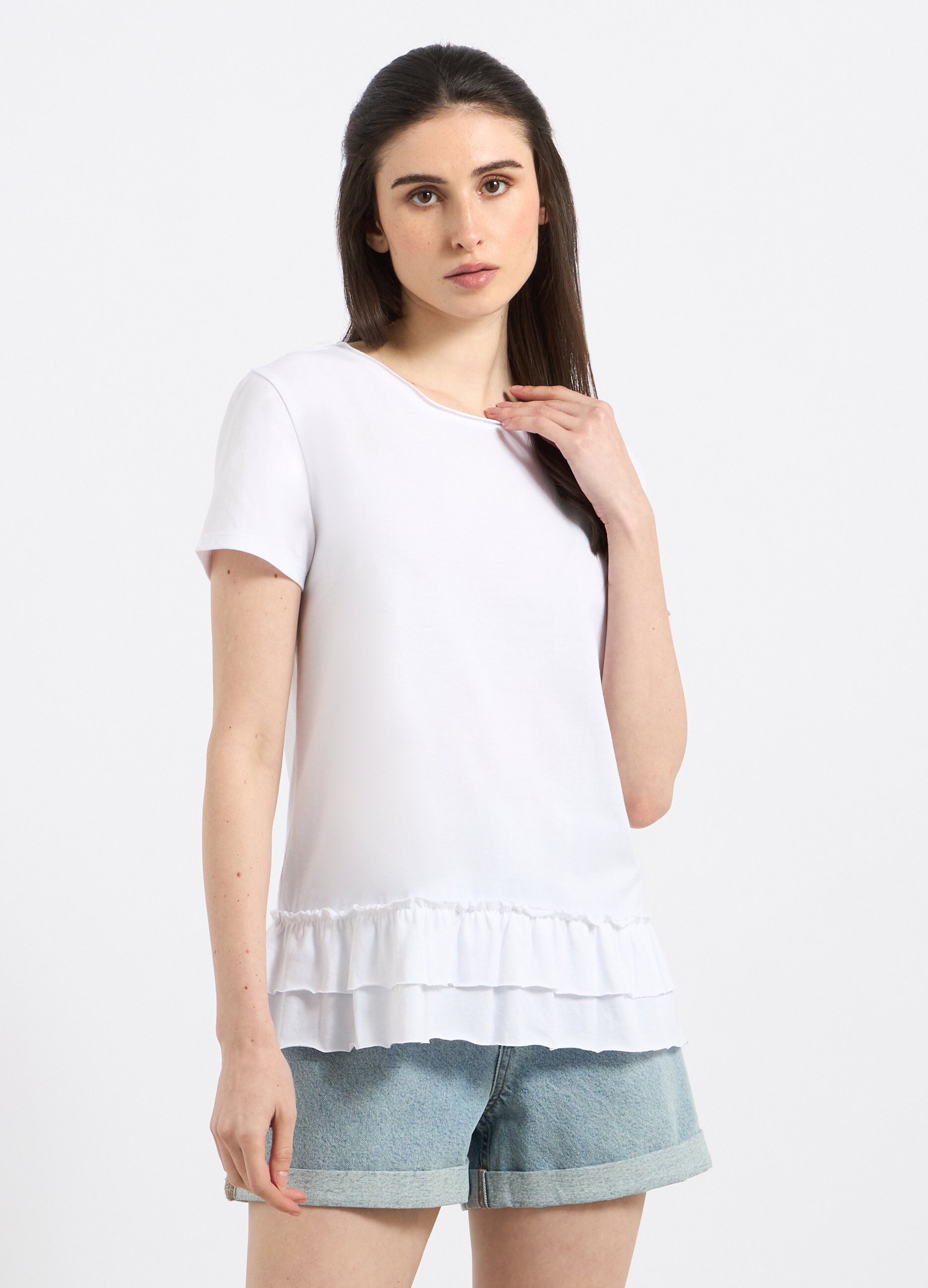 T-shirt in jersey di puro cotone donna_0