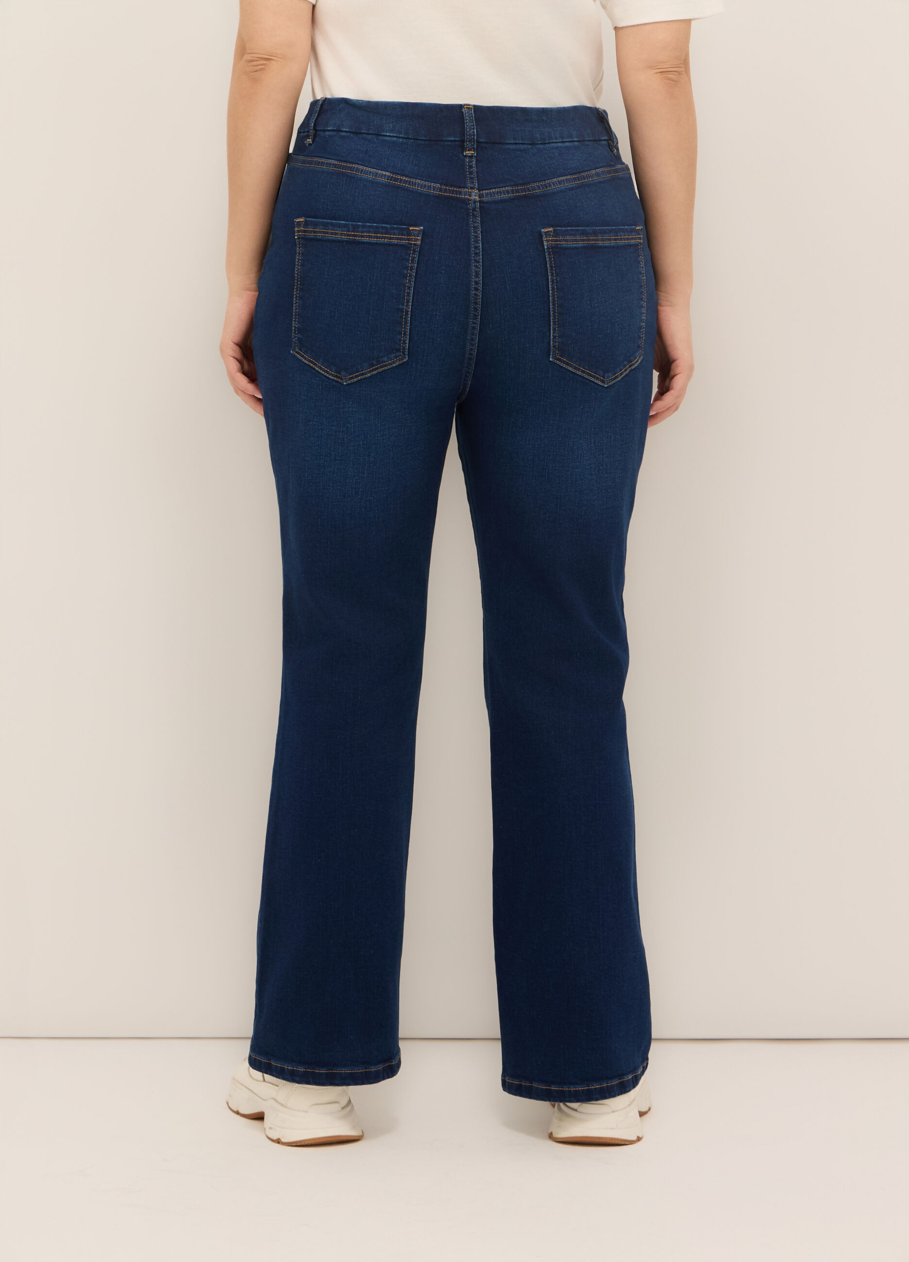 Pantaloni in denim di cotone stretch donna curvy_1