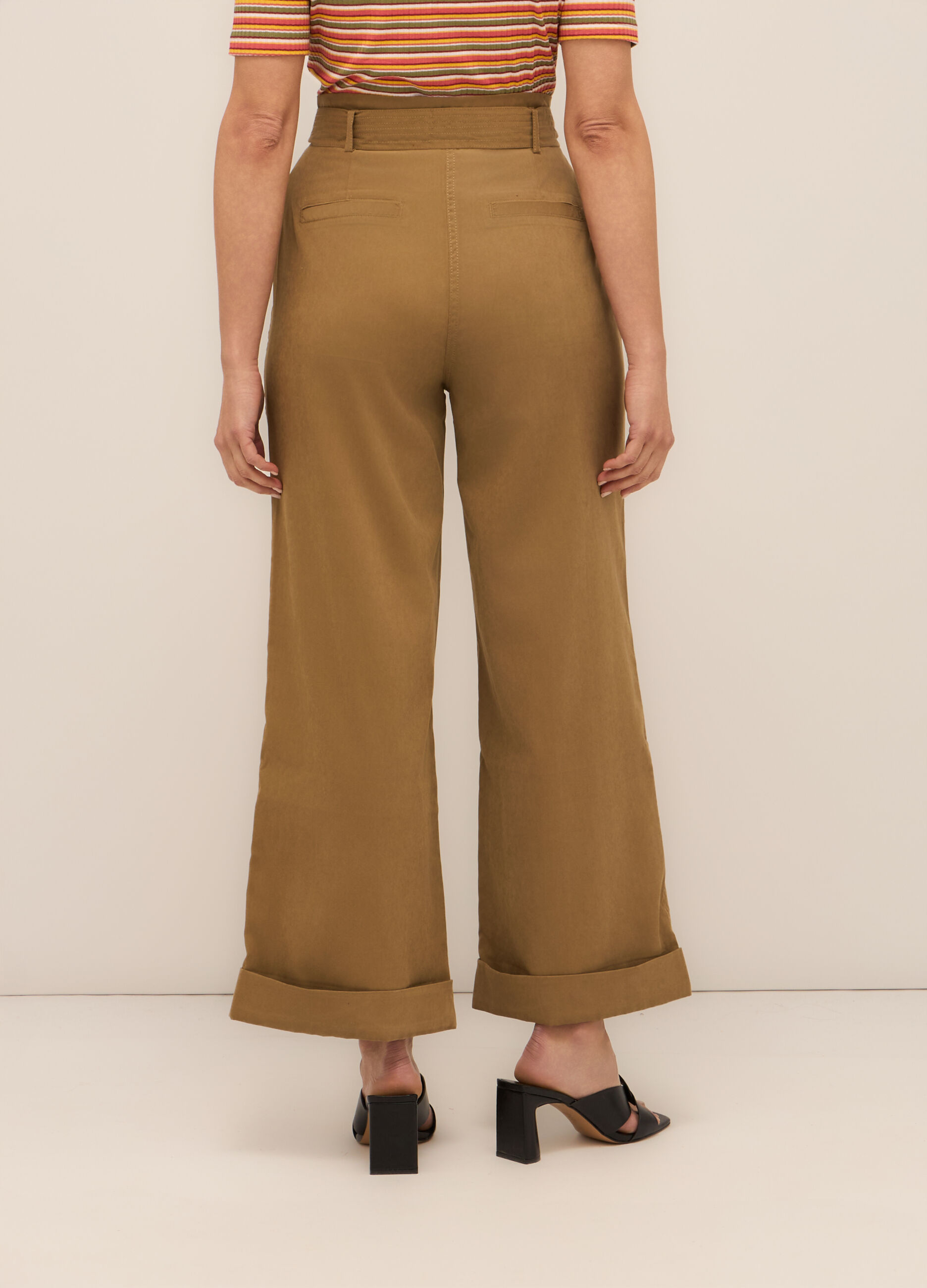 Pantaloni palazzo in twill donna_1