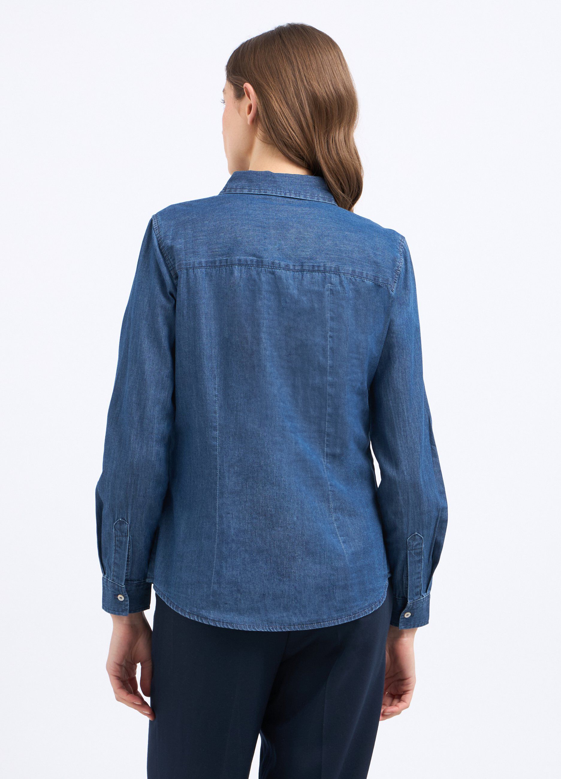Camicia in denim di puro cotone donna_1