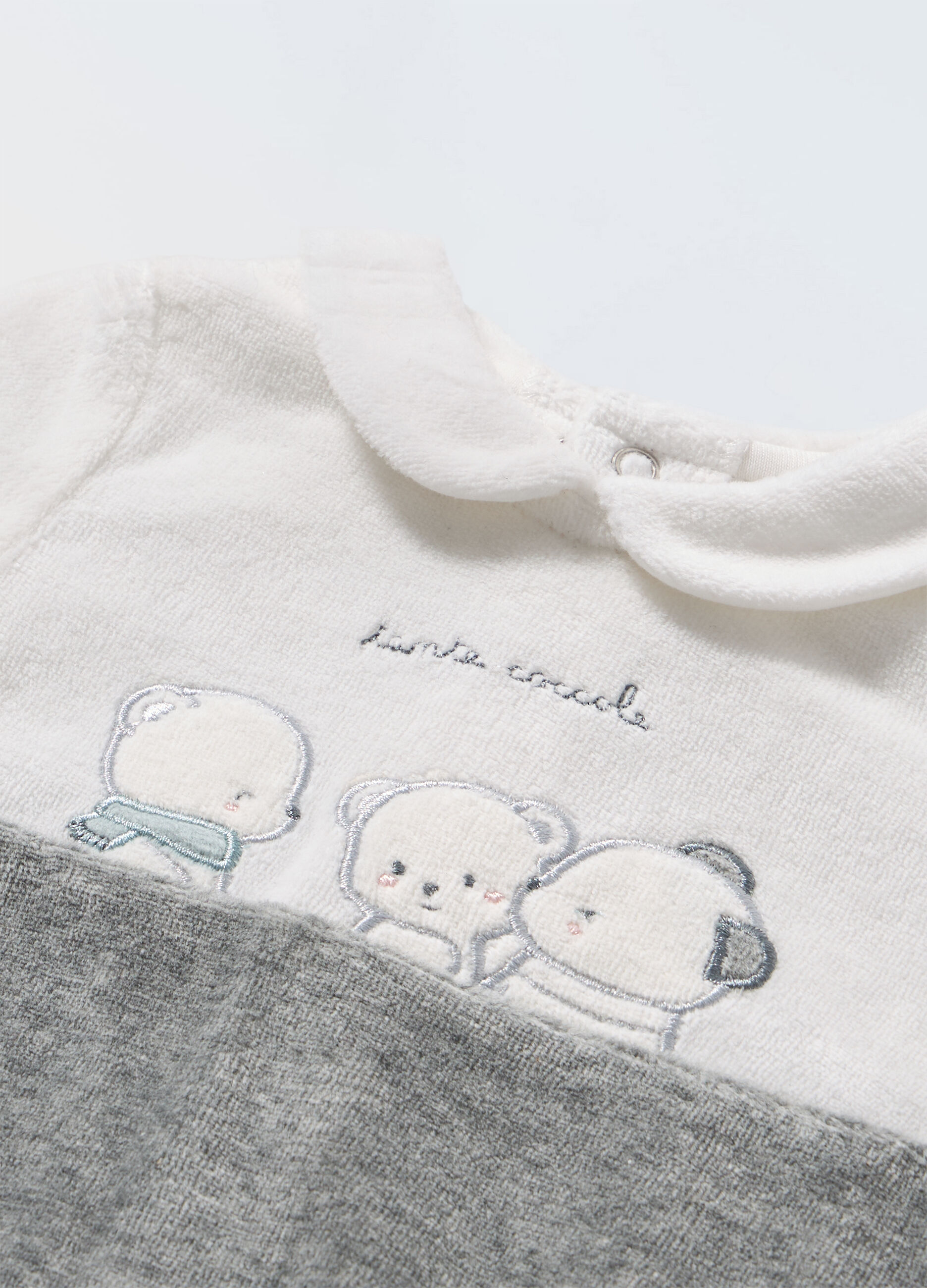 Tutina lunga in velour di misto cotone neonato_1