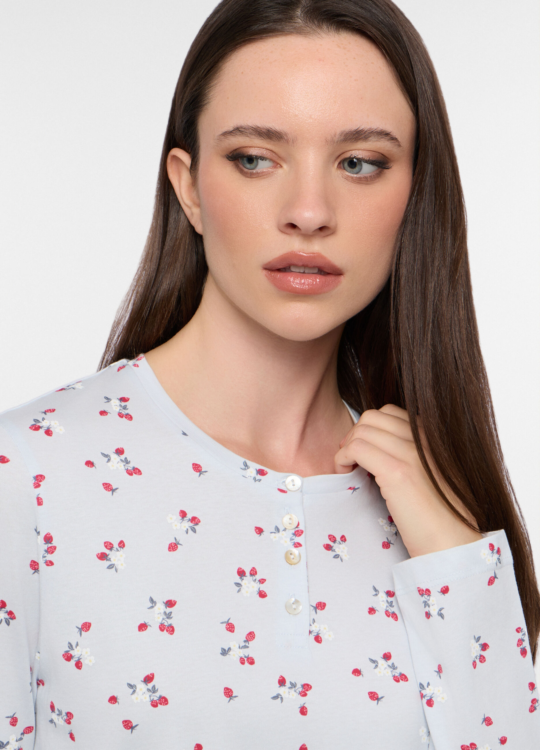 Set pigiama lungo in jersey di puro cotone donna_2